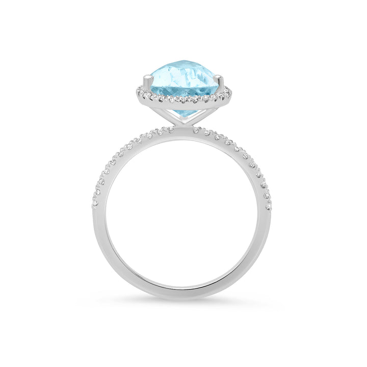 14k gold pear aquamarine halo ring