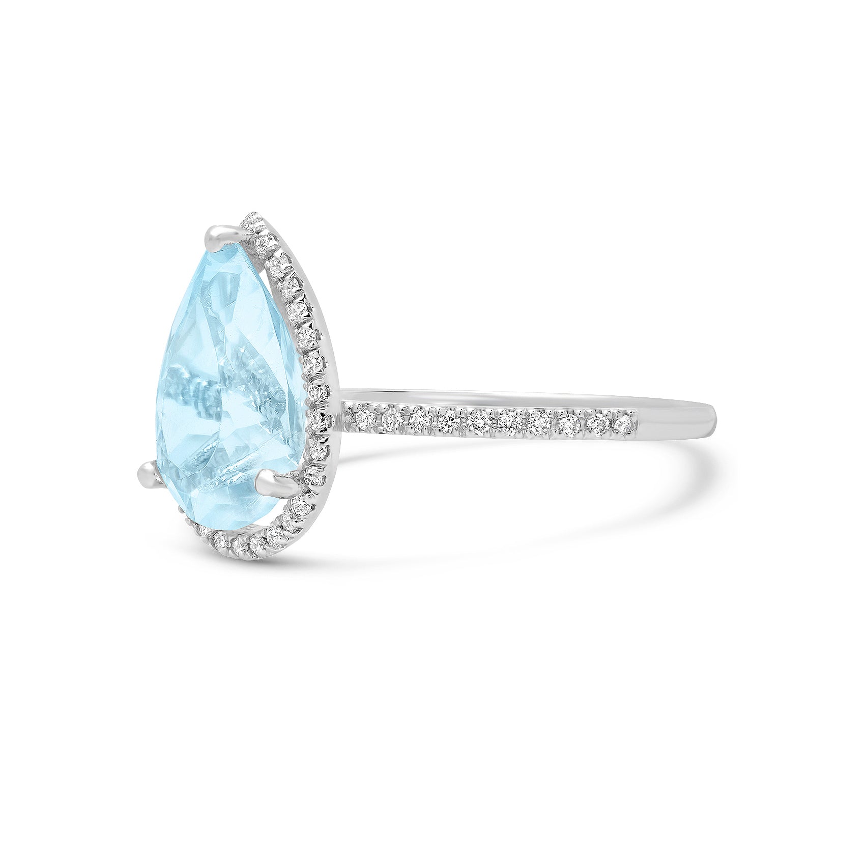 Aquamarine engagement ring handmade March birthstone