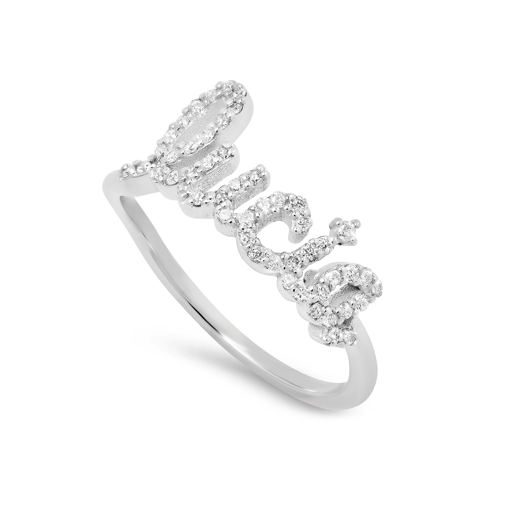 Custom Name Diamond Ring in 14k Gold with VS Clarity Pavé Diamonds