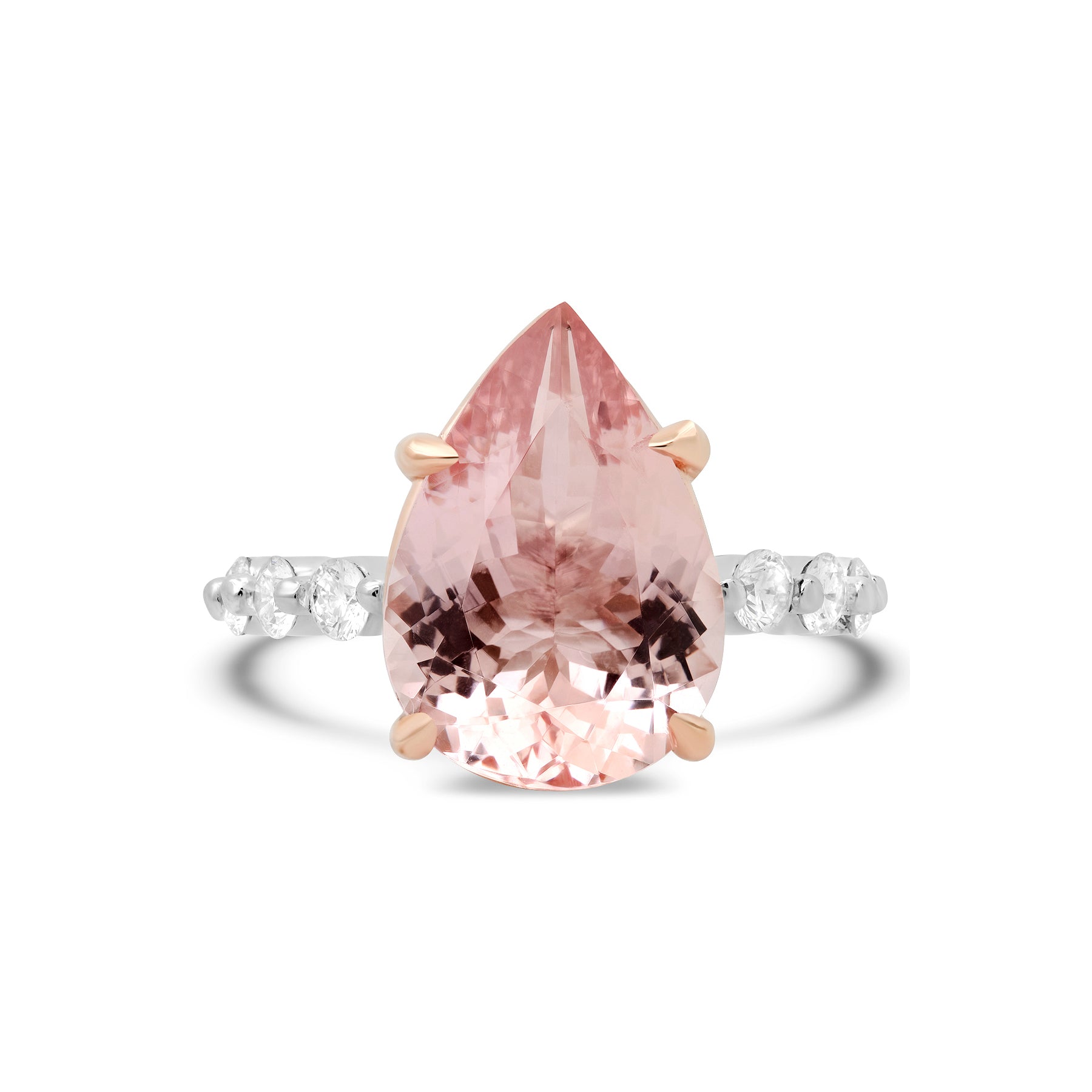 Premium Pink Morganite Engagement Ring with Single Prong Diamond Band