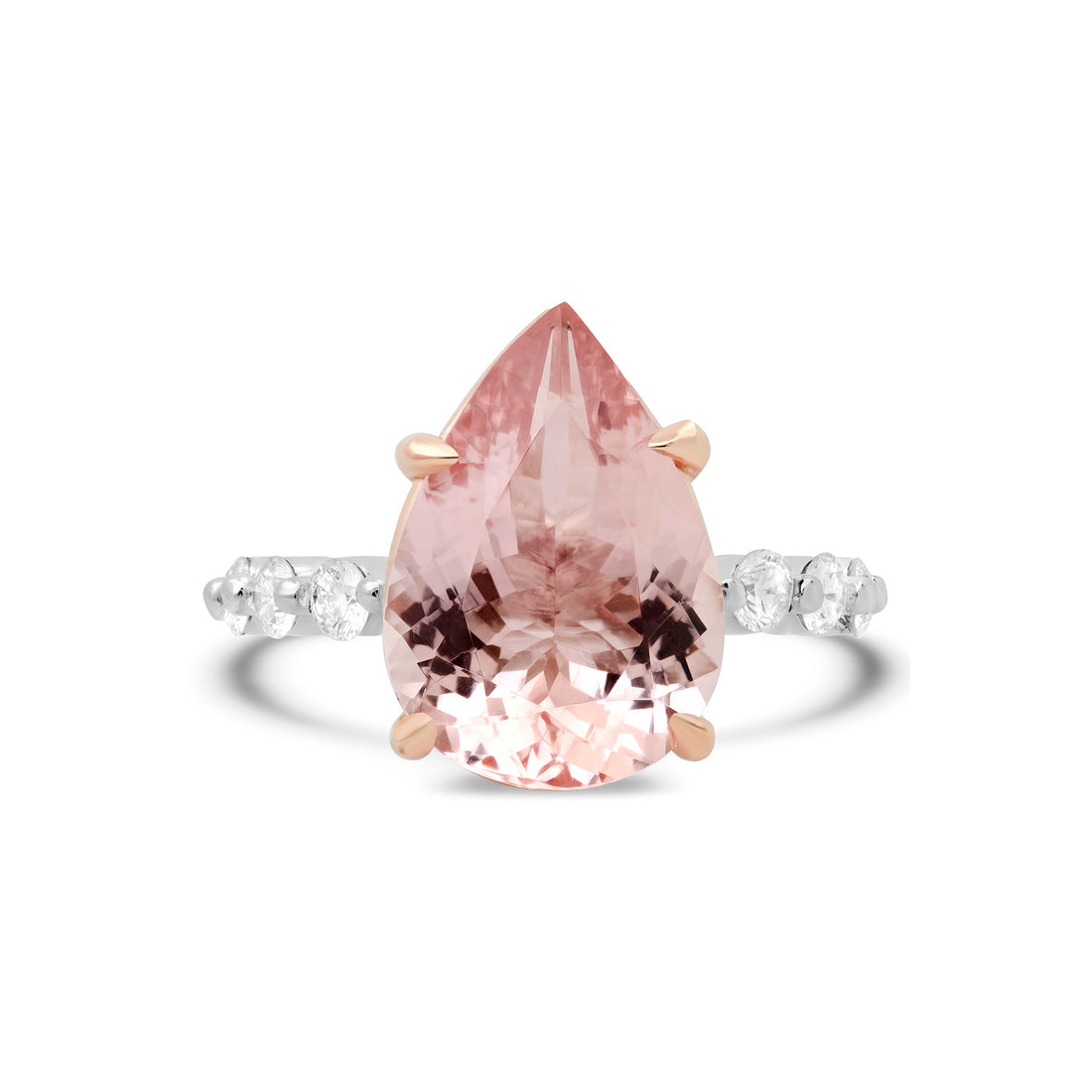 Premium Pink Morganite Engagement Ring with Single Prong Diamond Band
