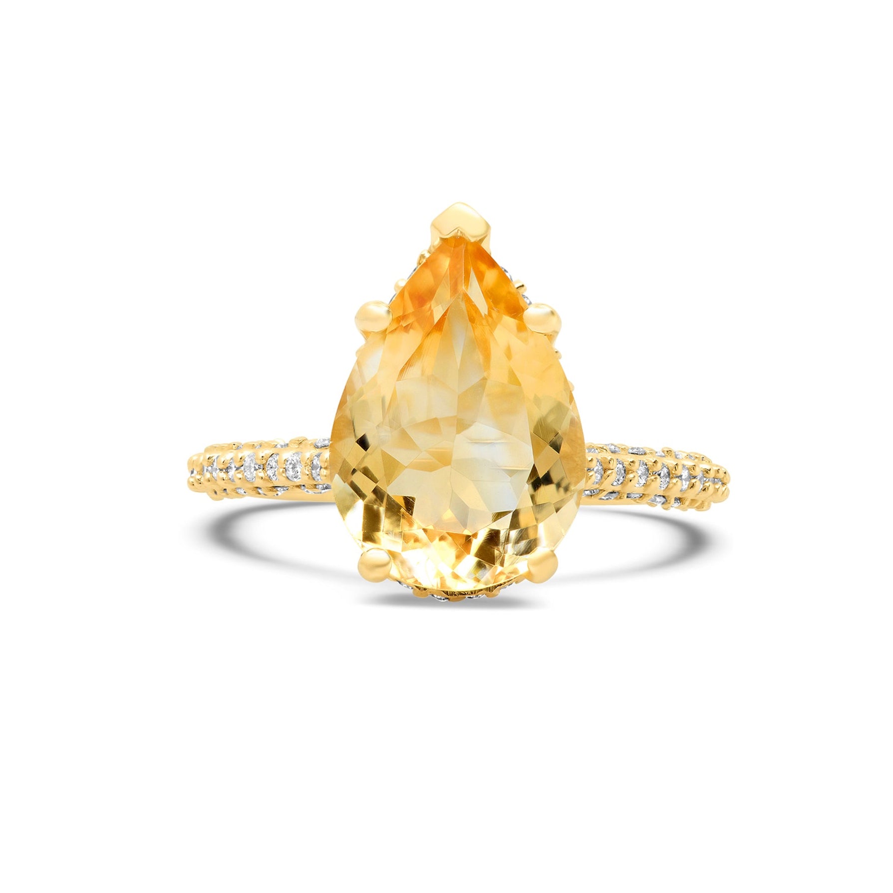 Golden Beryl Ring | 5.29ct Oval with Diamond Double Side Halo