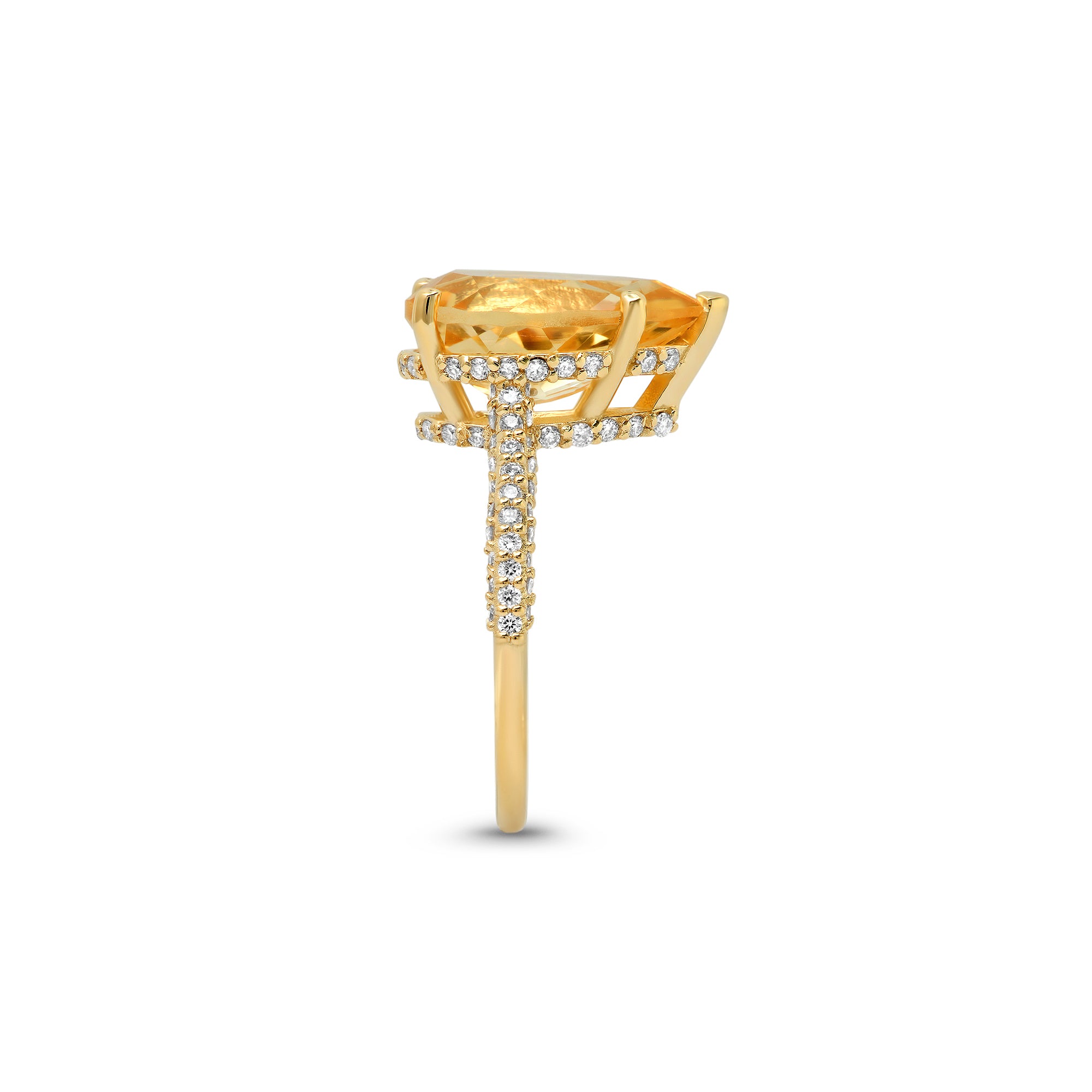 Golden Beryl Ring | 5.29ct Luxury Stone with Natural Diamond Pavé