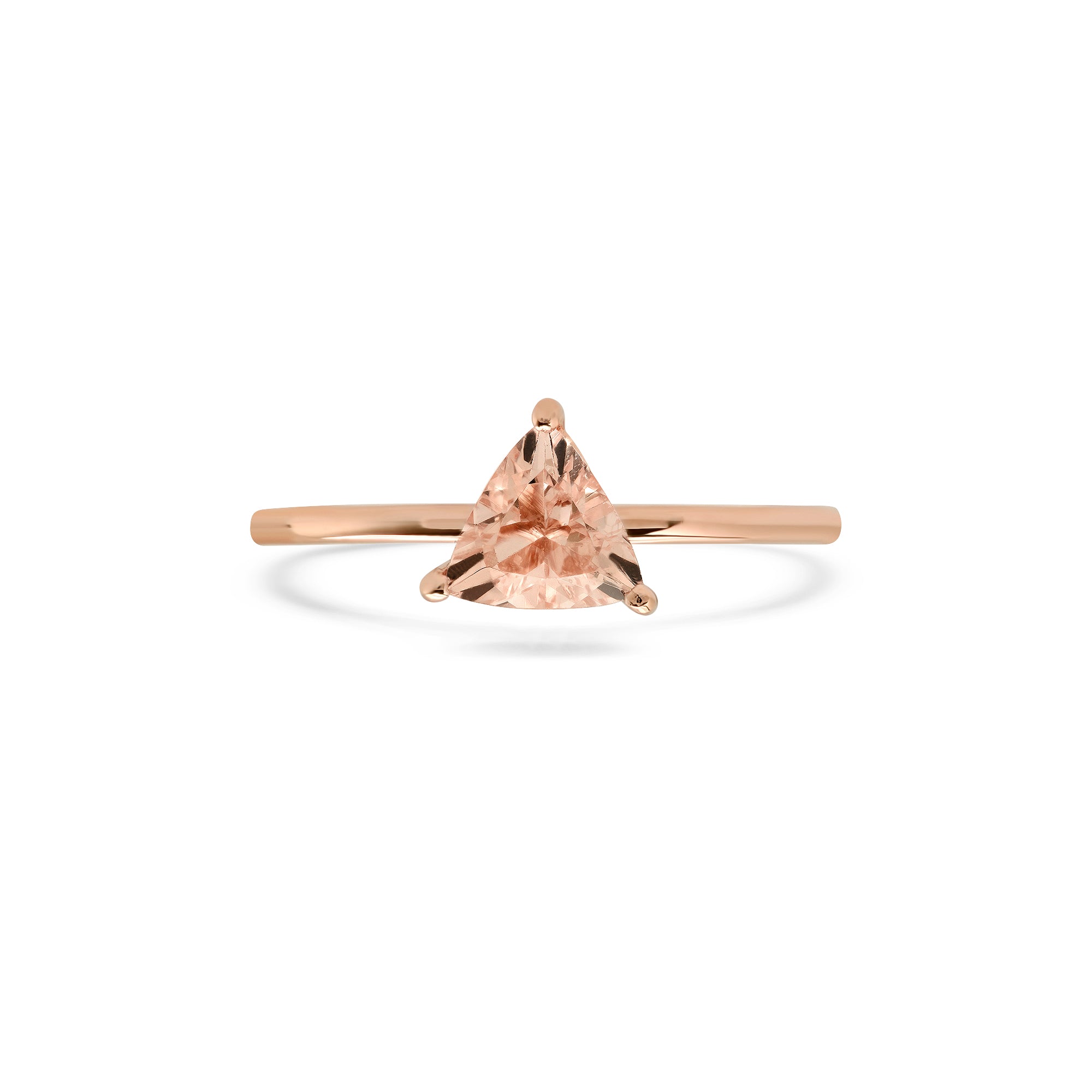 Trillion Cut Peach Morganite Ring – 0.65 ct in 14K Gold
