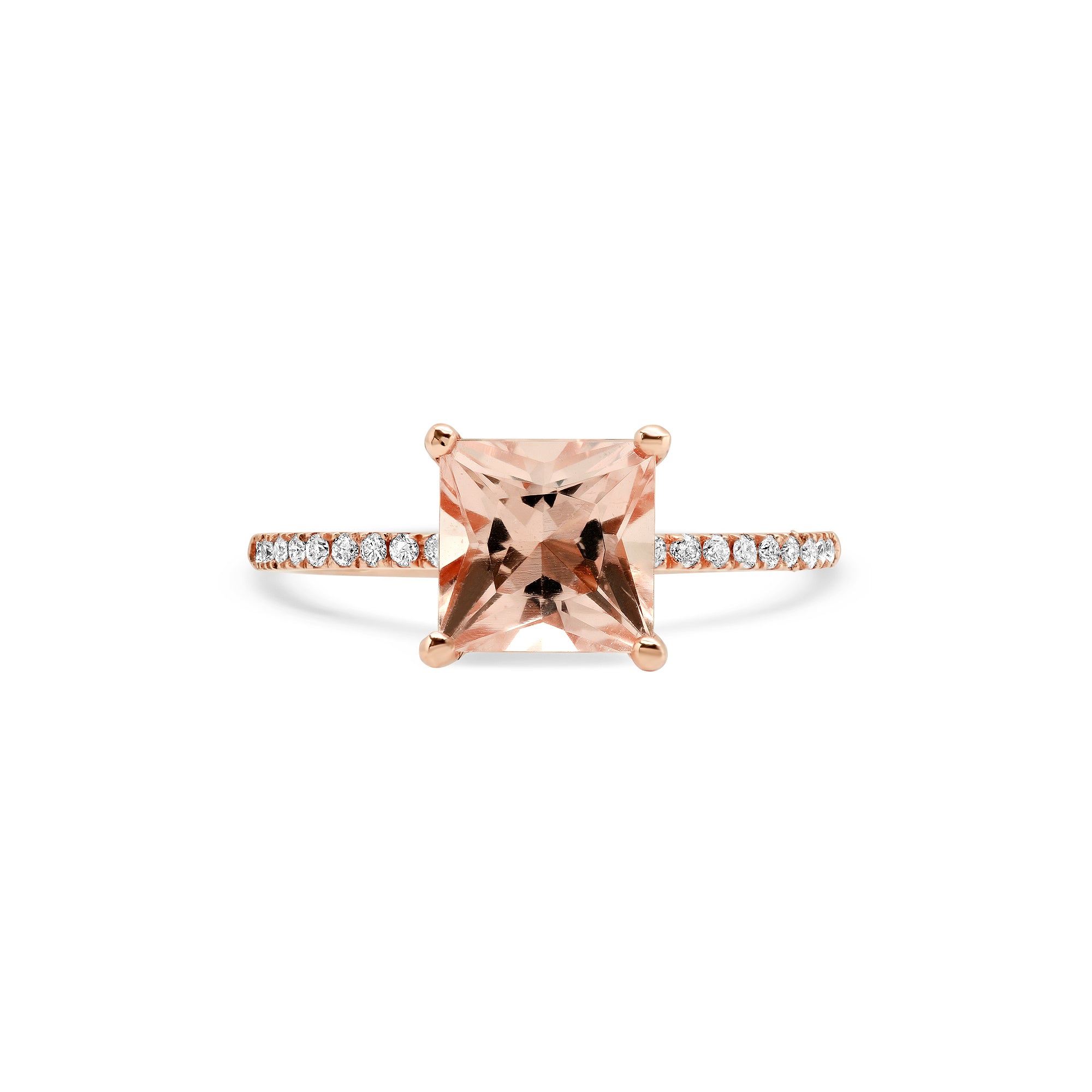 Princess Cut Morganite Ring in 14K gold