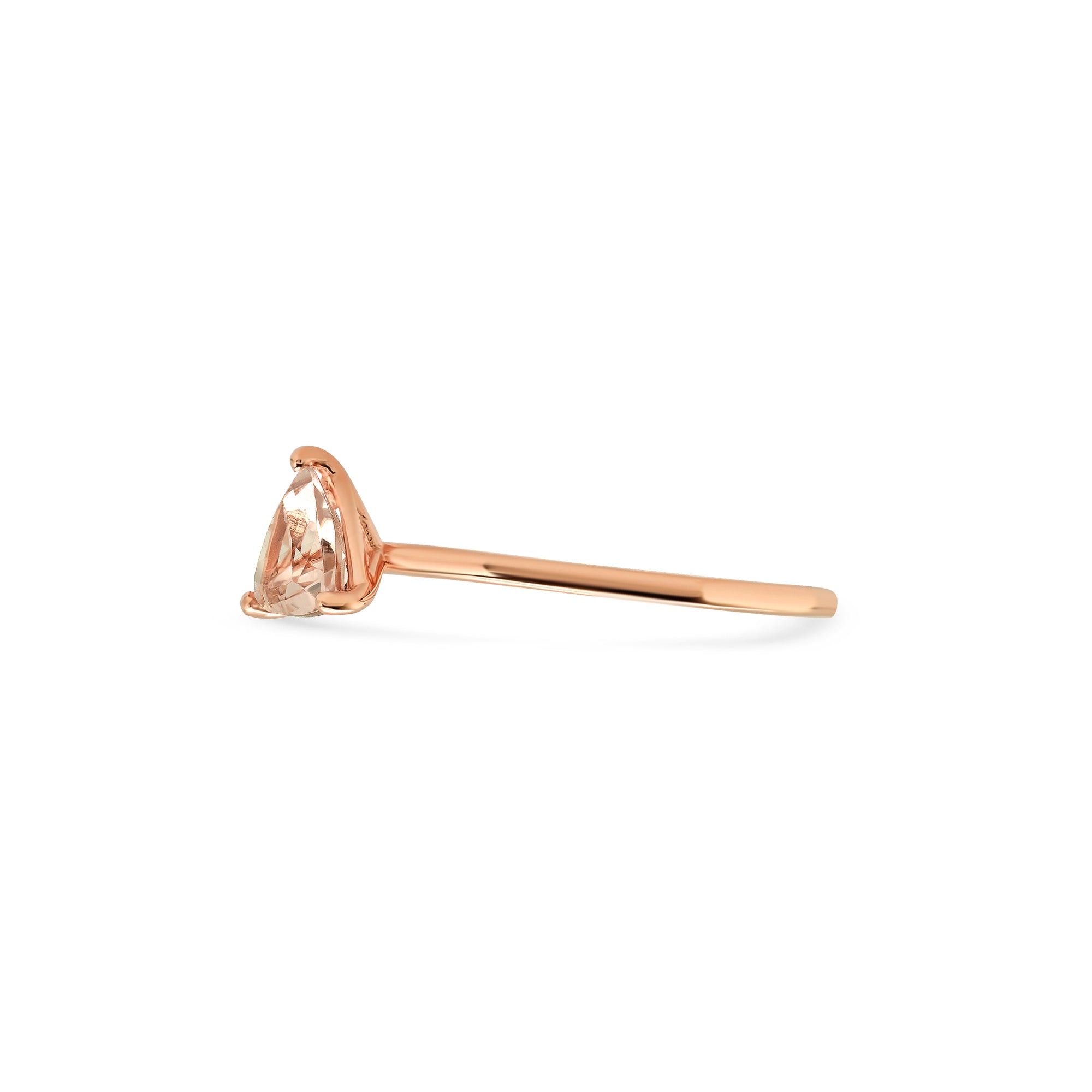 Trillion Cut Peach Morganite Ring – 0.65 ct in 14K Gold
