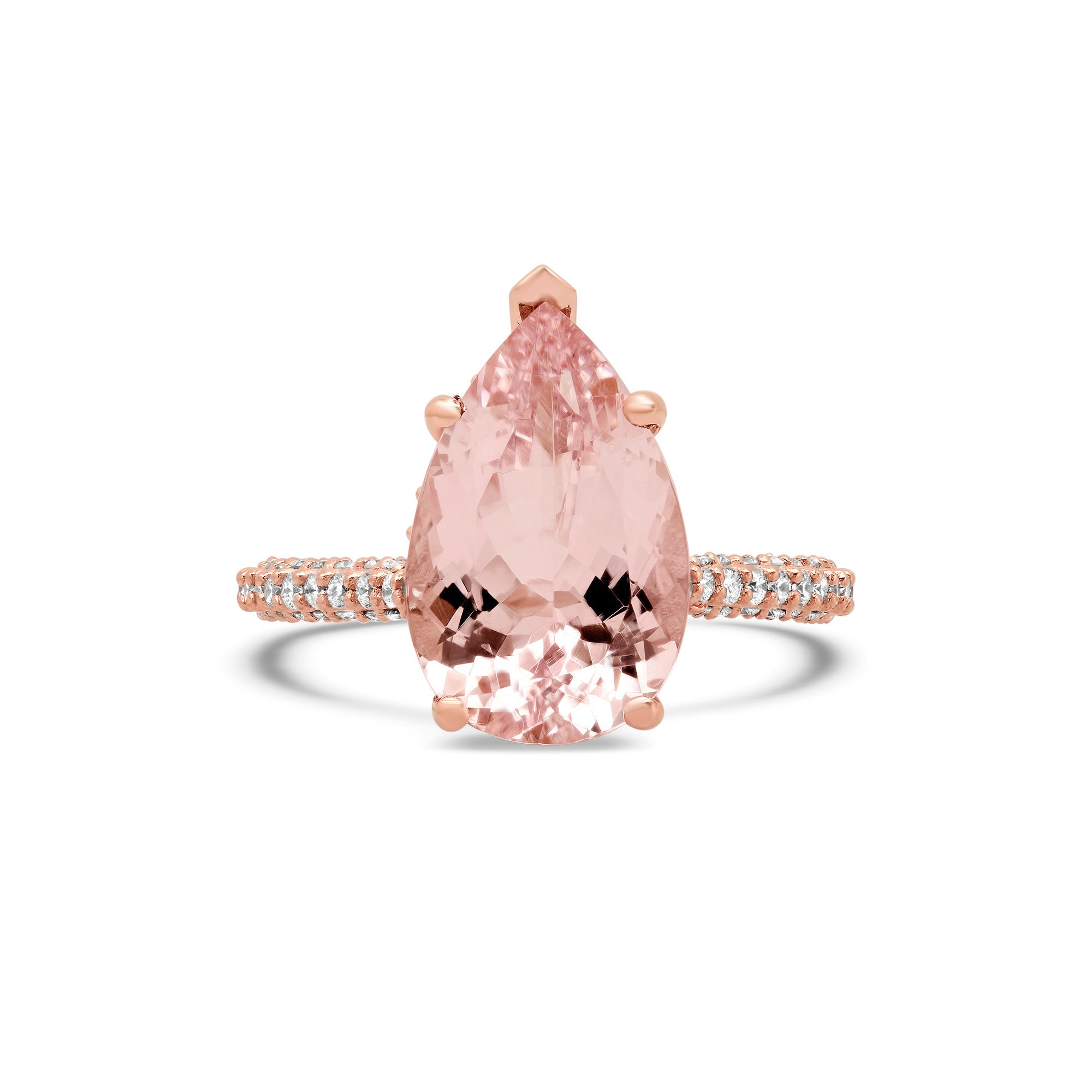 Morganite Halo Ring | 4.5ct Pear Cut Premium Pink
