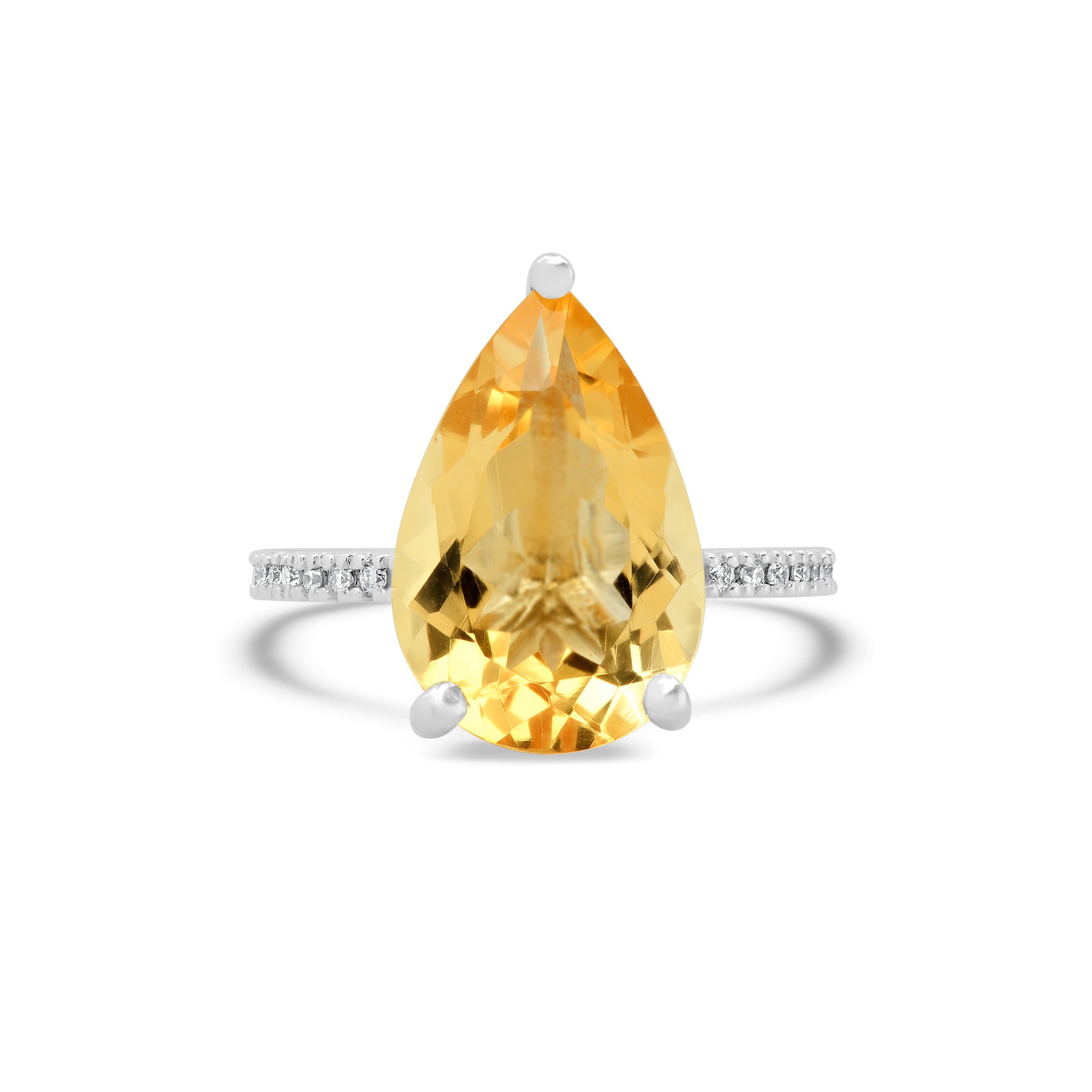 Yellow Stone Ring | Pear Cut Diamond Pavé Band – November Birthstone