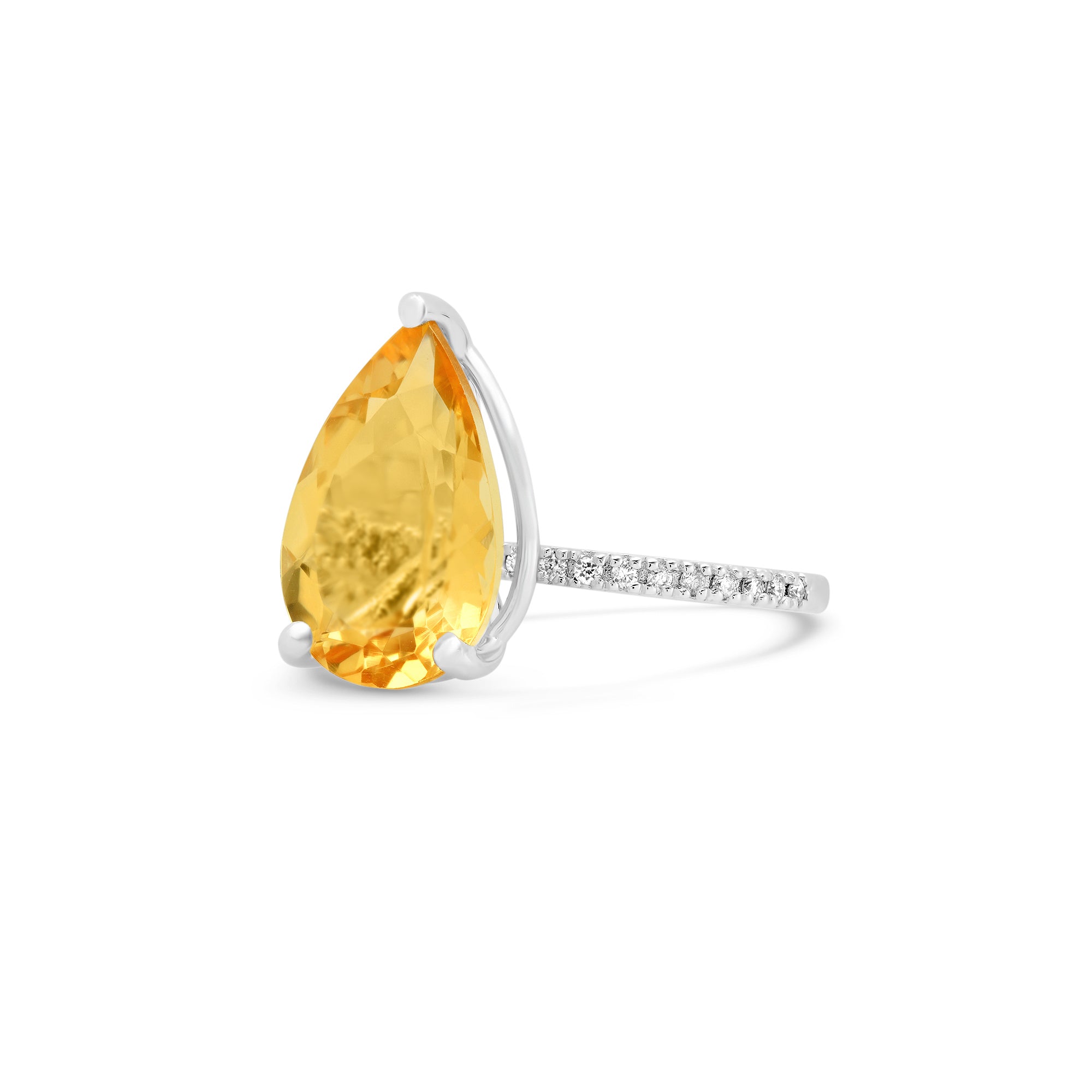 Yellow Stone Ring | Pear Cut Diamond Pavé Band – November Birthstone
