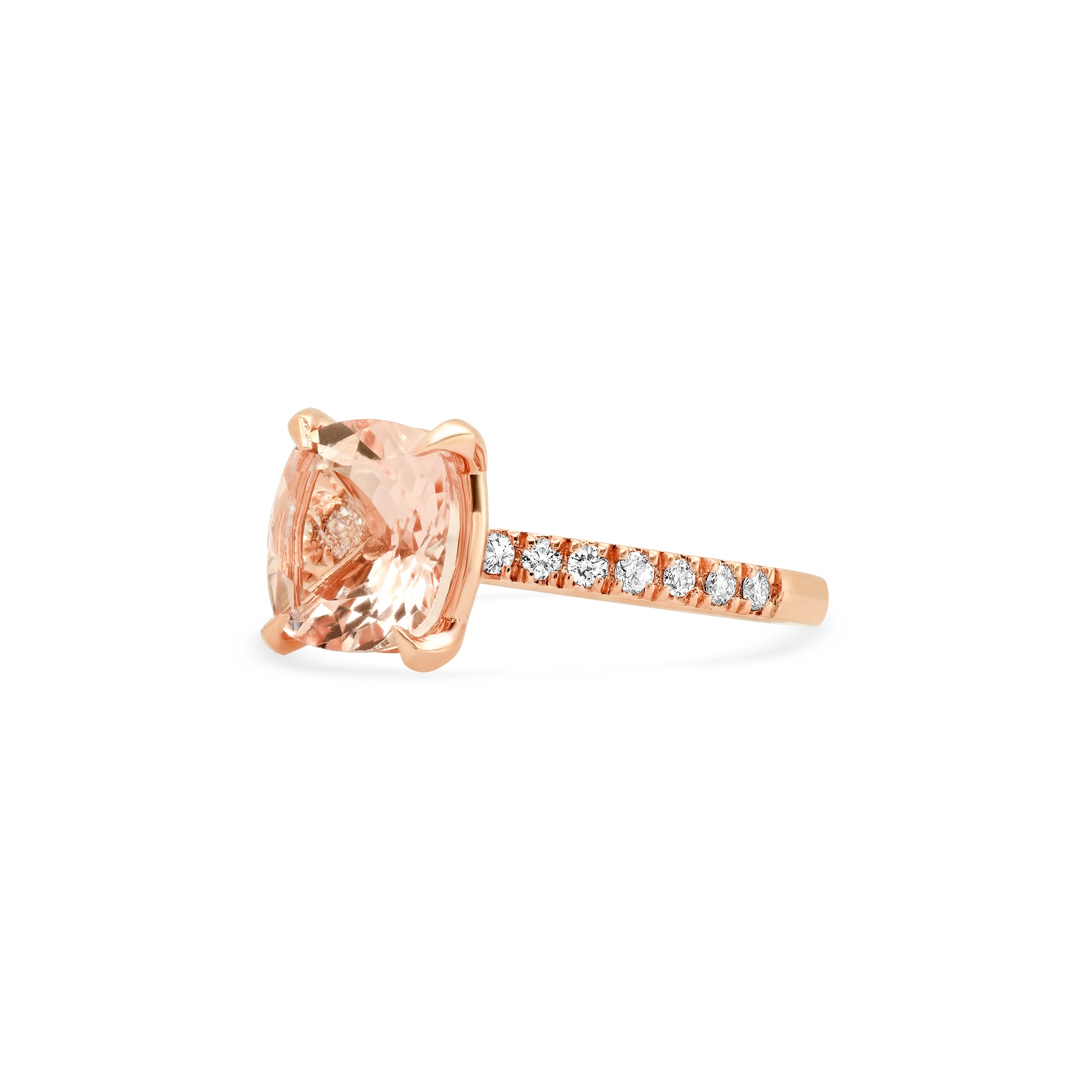 Handmade rose gold morganite diamond engagement ring