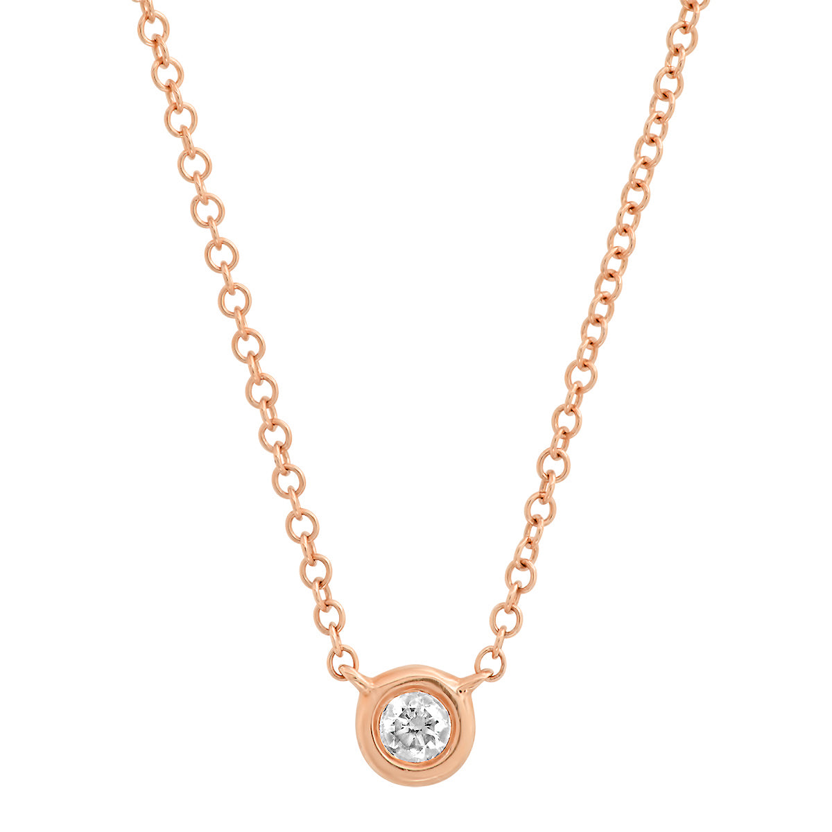 Round Diamond Bezel Setting Necklace (3 gold colors)