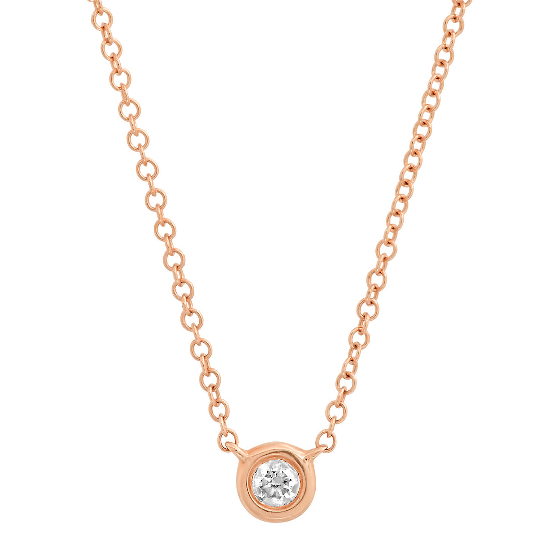 Round Diamond Bezel Setting Necklace (3 gold colors)