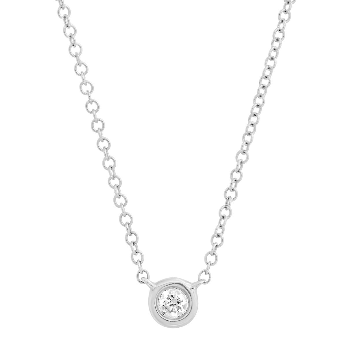 Round Diamond Bezel Setting Necklace (3 gold colors)