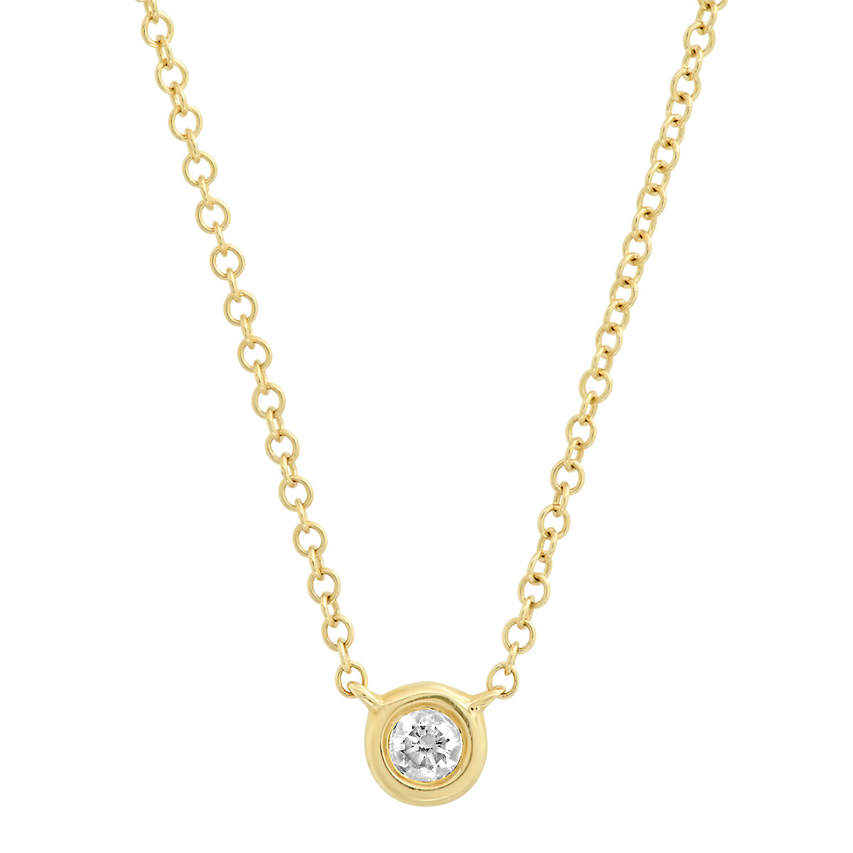 Round Diamond Bezel Setting Necklace (3 gold colors)