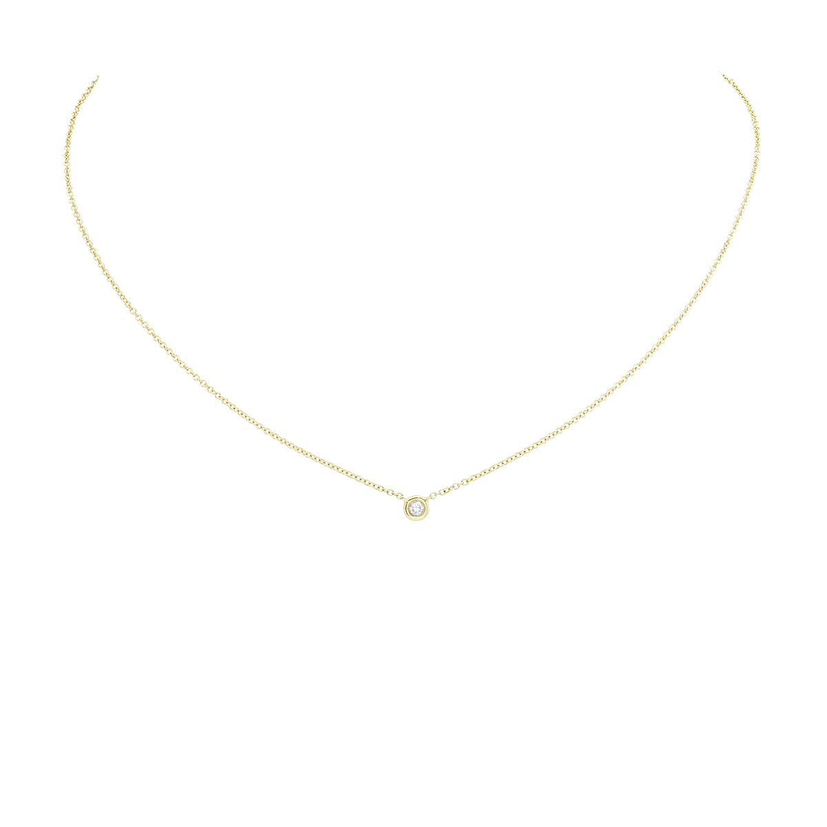 Round Diamond Bezel Setting Necklace (3 gold colors)