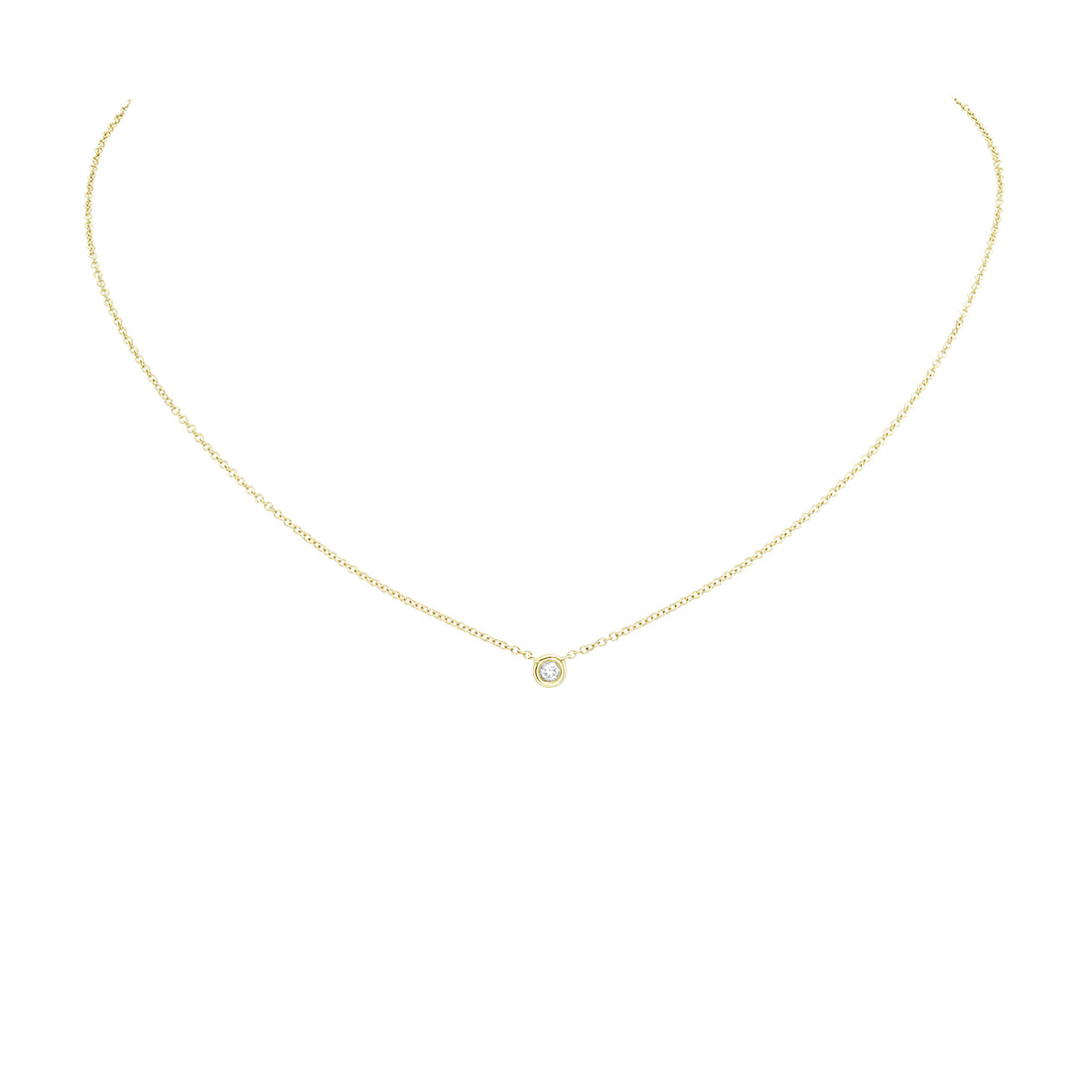 Round Diamond Bezel Setting Necklace (3 gold colors)