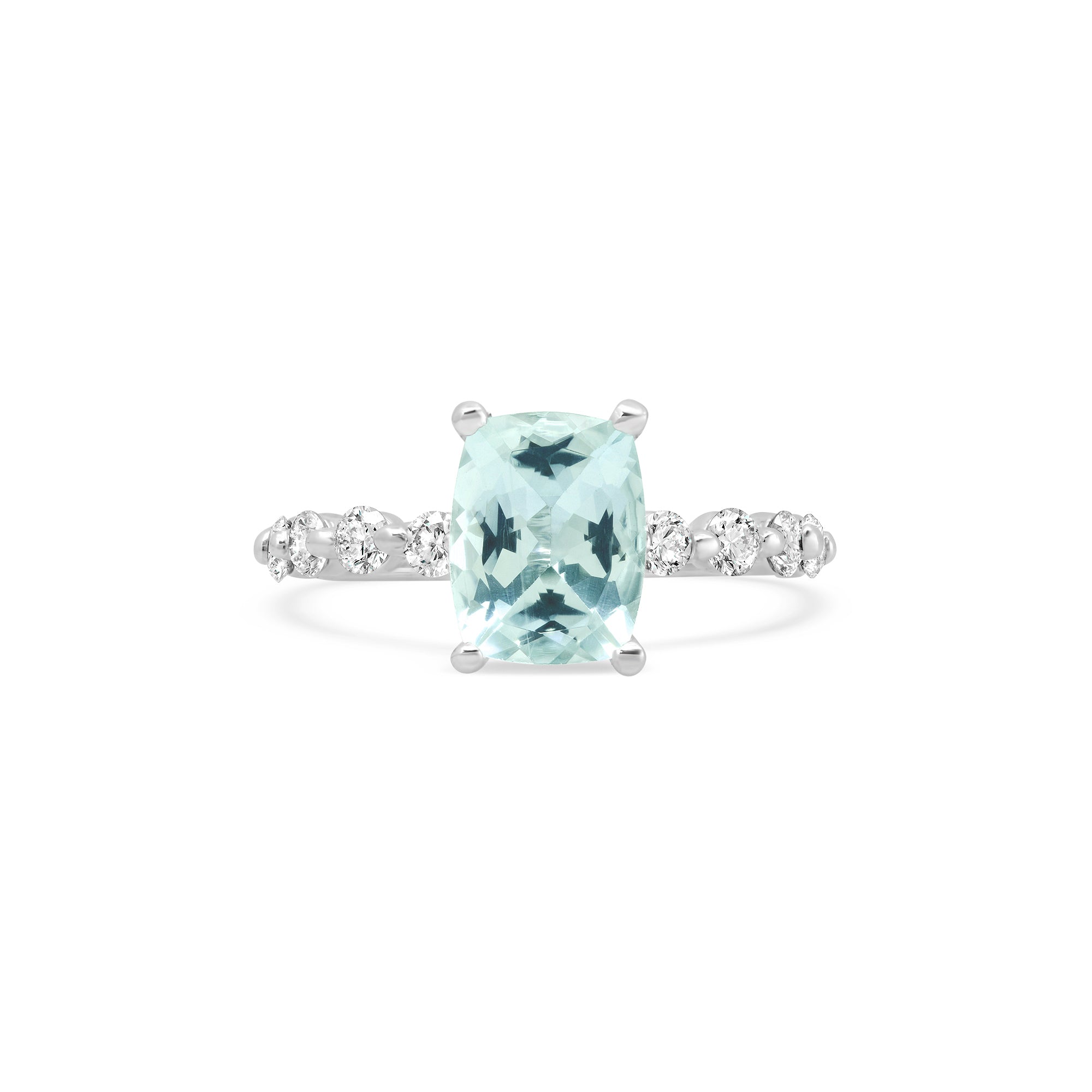 Elongated Cushion Aquamarine Ring (single prong setting) / Aquamarine Engagement Ring / Elegant Ring / Gift for Her / Single Prongs