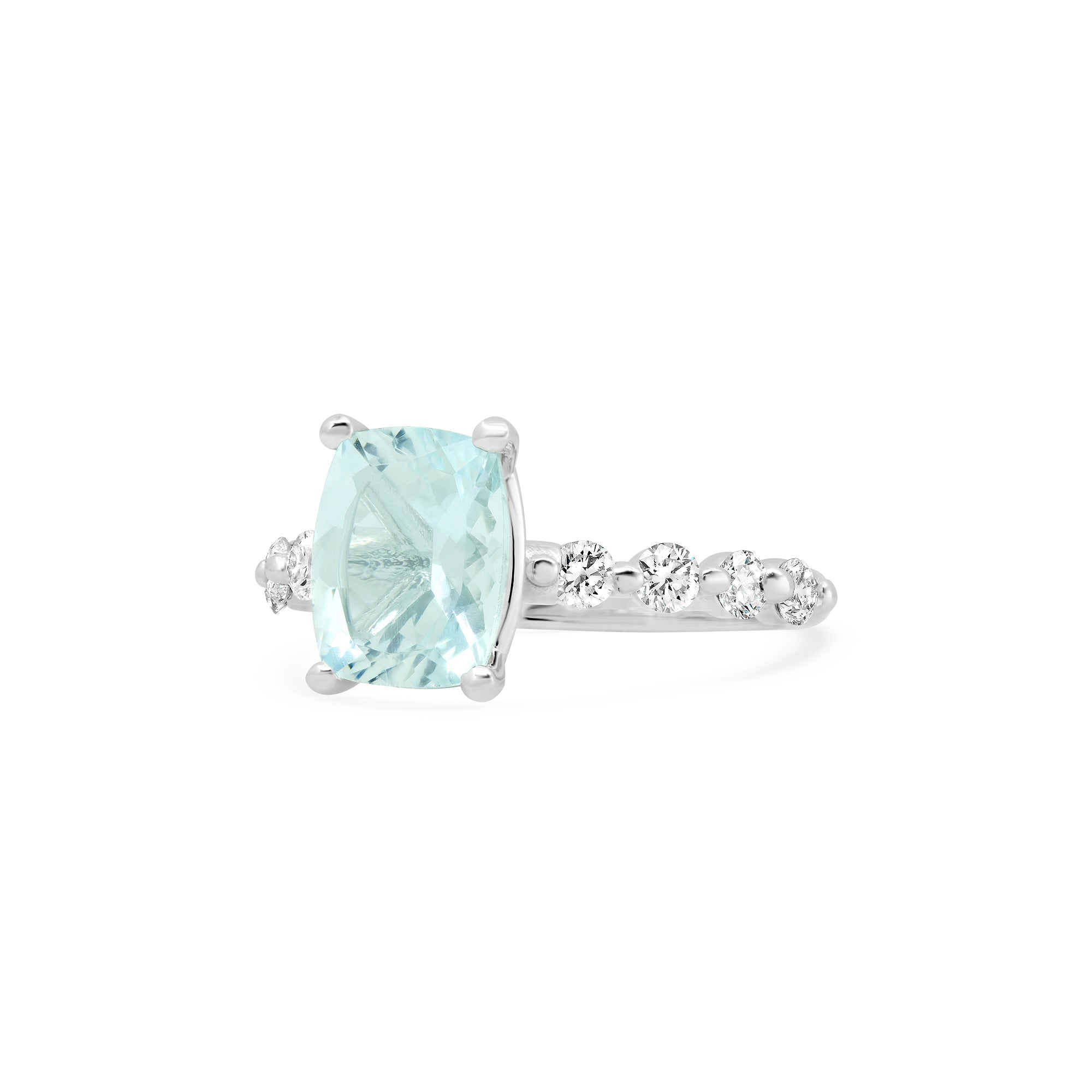Elongated Cushion Aquamarine Ring (single prong setting) / Aquamarine Engagement Ring / Elegant Ring / Gift for Her / Single Prongs