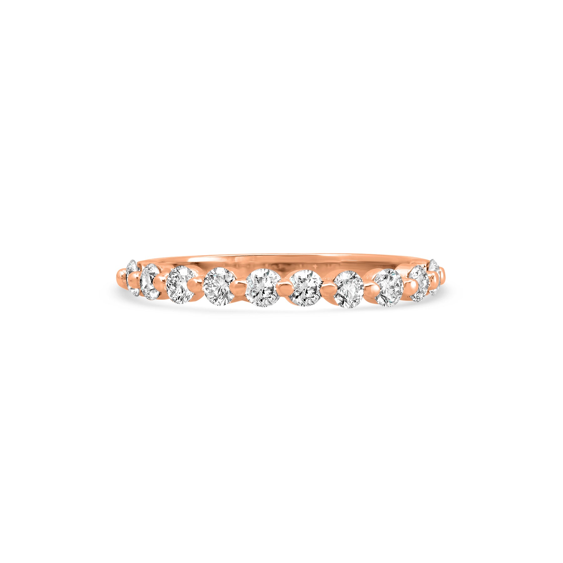 Single Prong Diamond Band – Wedding Jewelry for Her in 14K Gold