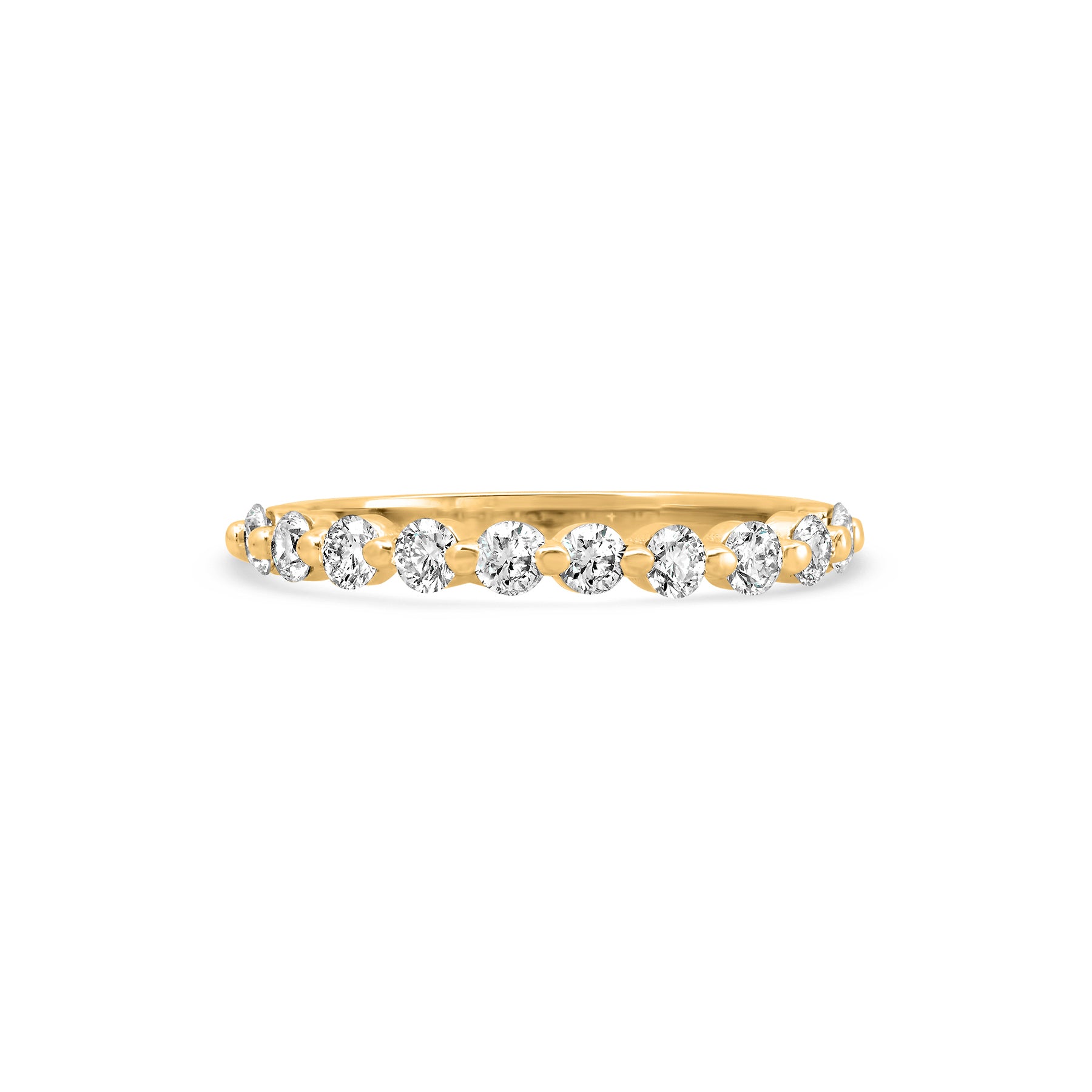Single Prong Diamond Band – Wedding Jewelry for Her in 14K Gold