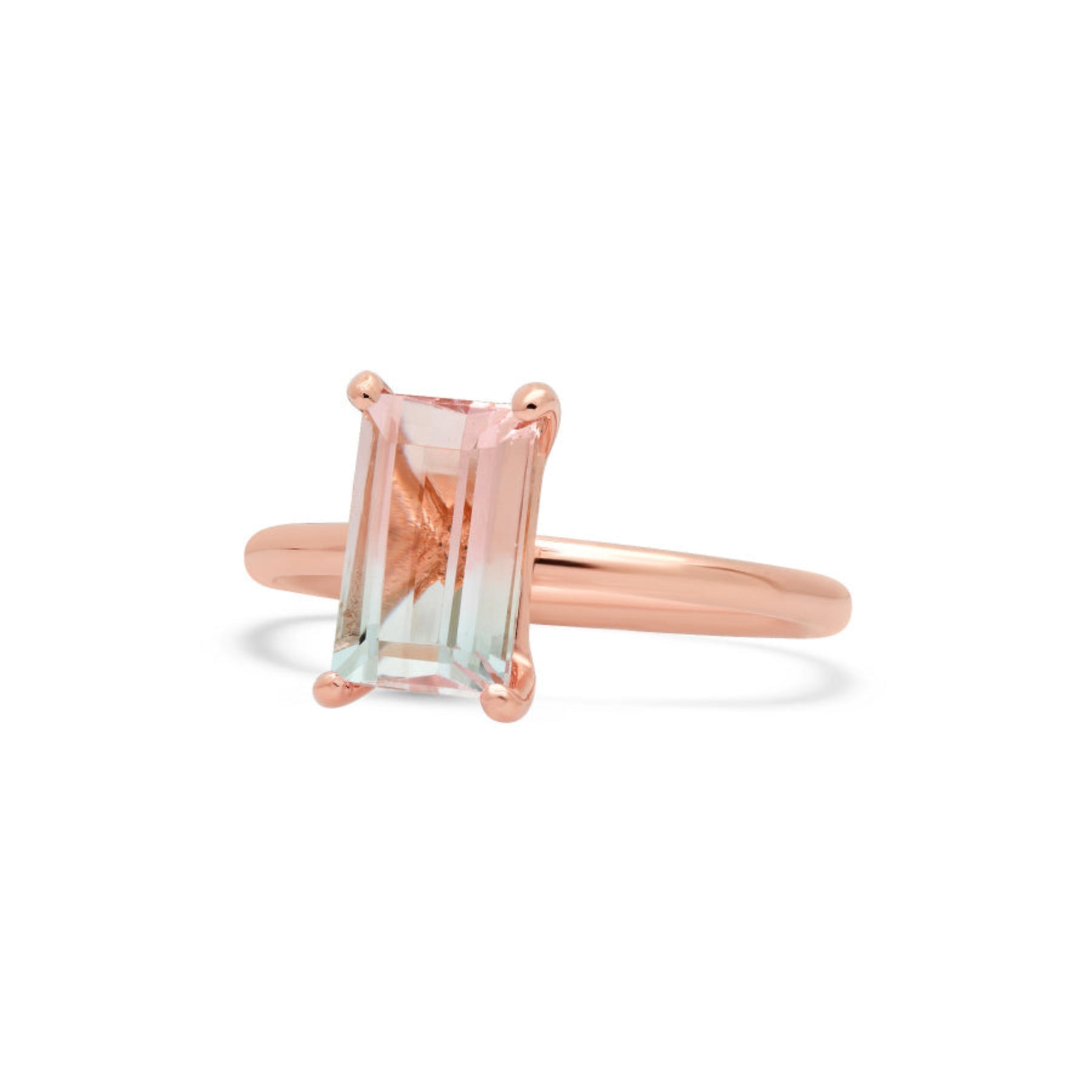 Certified 2 ct.Emerald Cut Bi-Color Tourmaline Ring with Solid Gold Band Setting / Special Gifts for Her / Customized Gifts