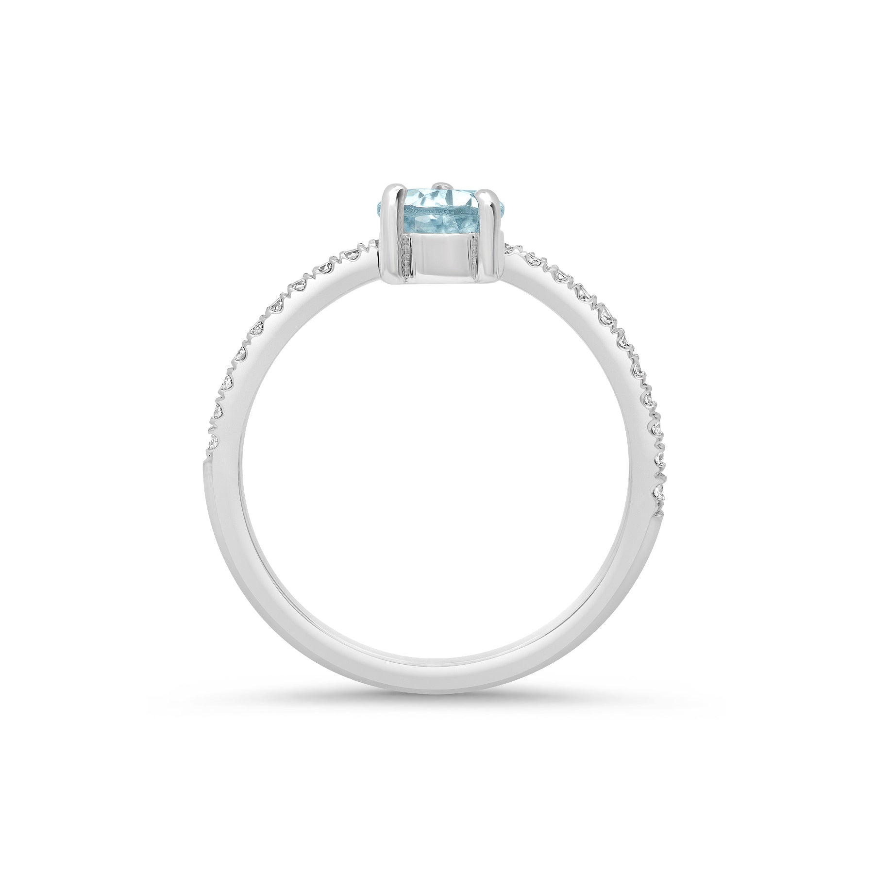 Pear Shape Aquamarine Ring with Diamond Band / March BirthStone Ring / Luxury Jewelry