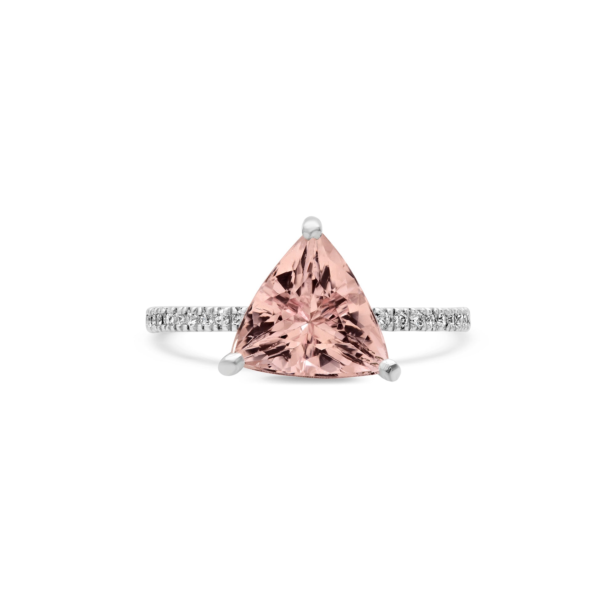 trillion morganite diamond ring 1.86ct white gold