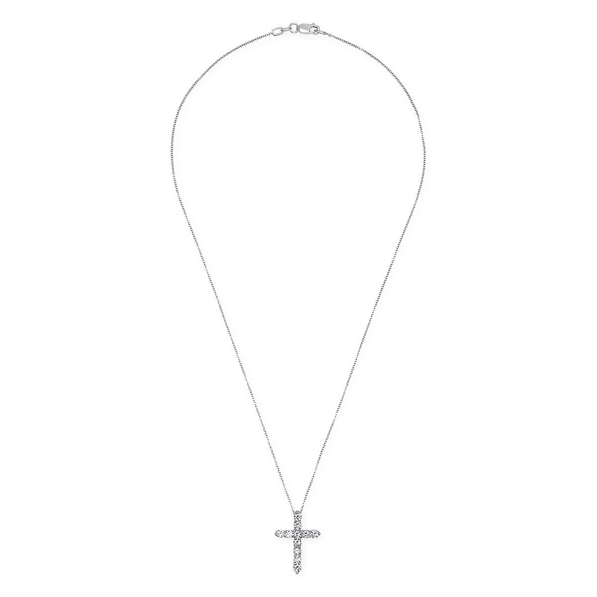 Natural Diamond Cross Necklace TCW. 1 ct / Natural Diamonds / Round Brilliant / Luxury Gift