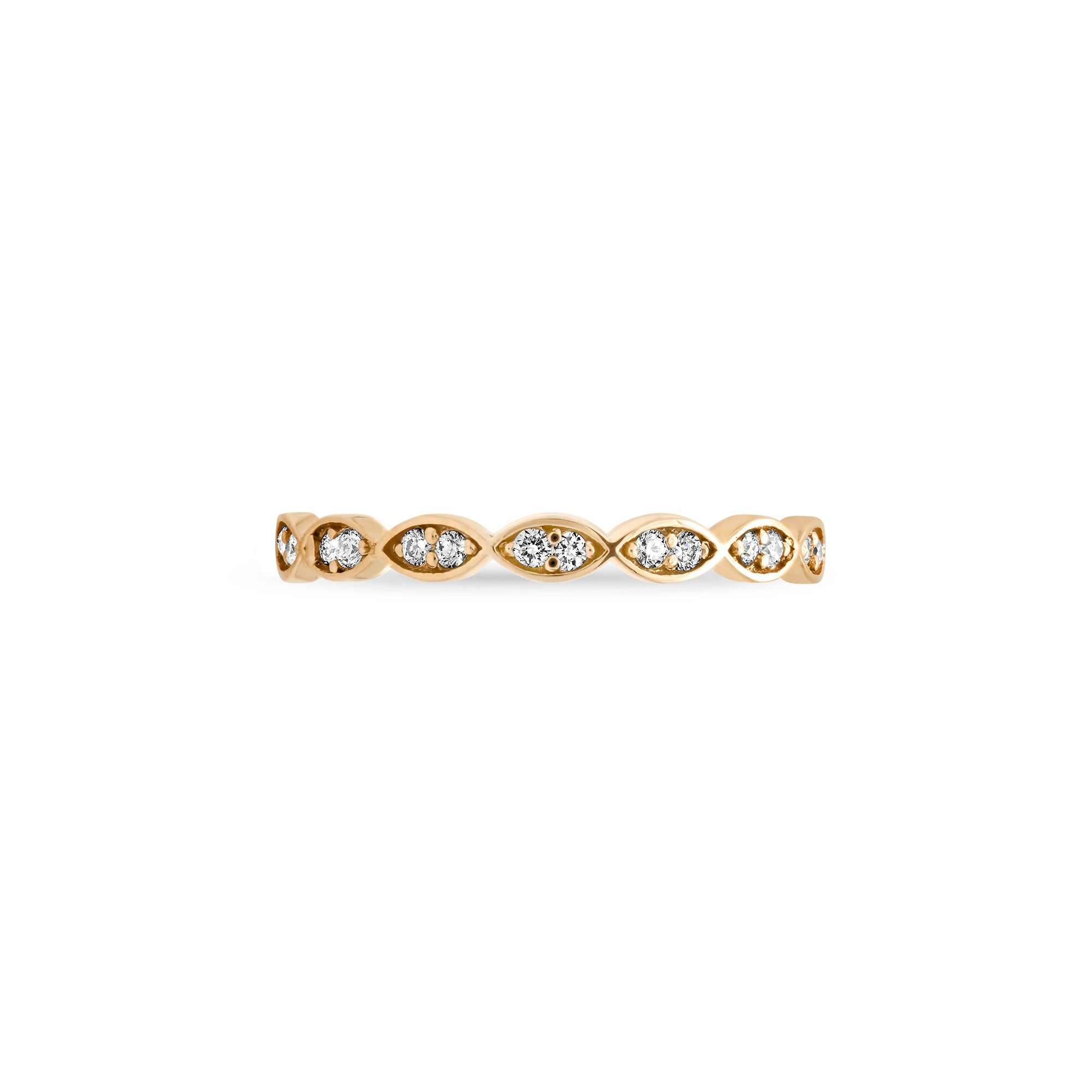 scallop diamond eternity band 14k gold