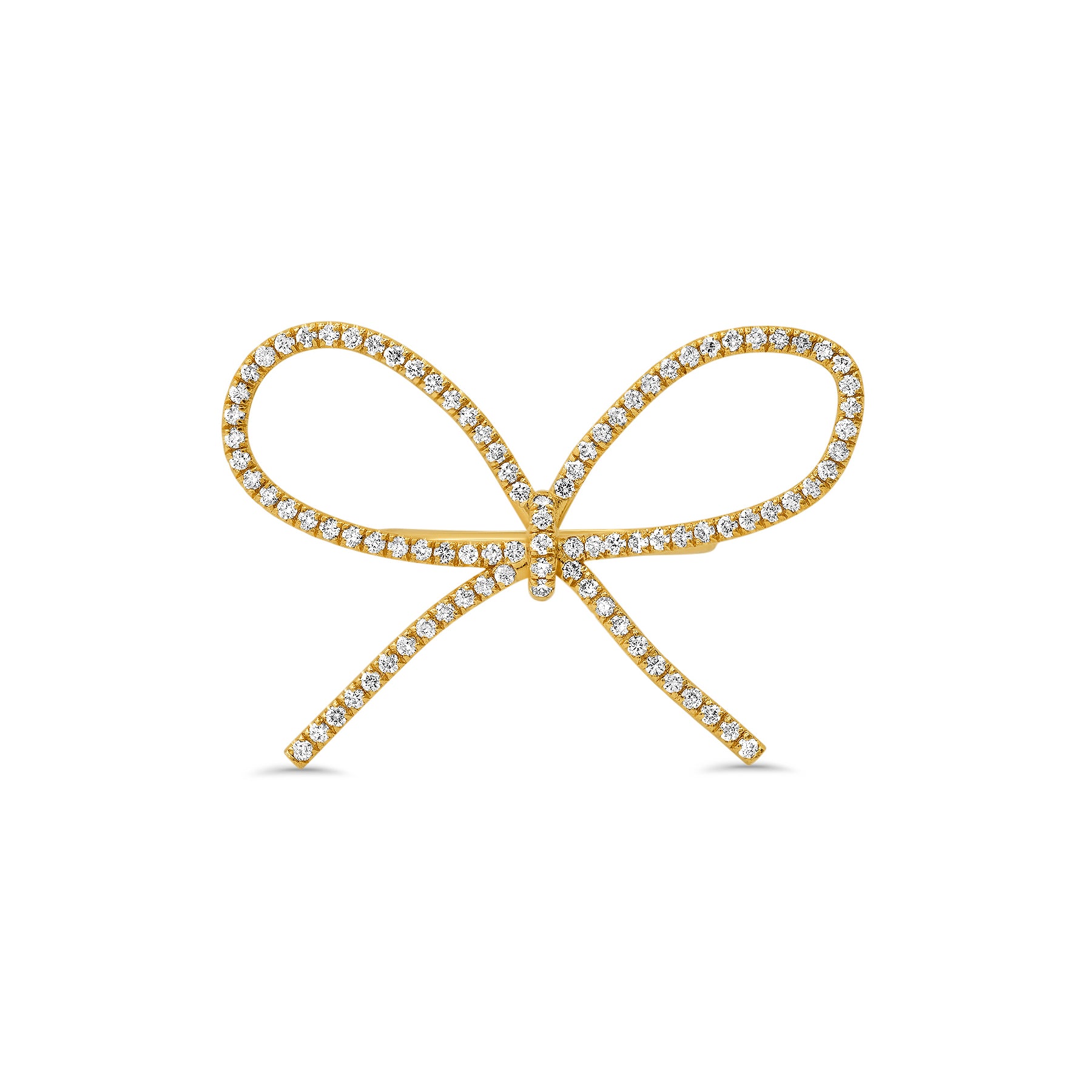 Diamond Ribbon Ring | Natural Diamond Bow Ring in 14k Gold