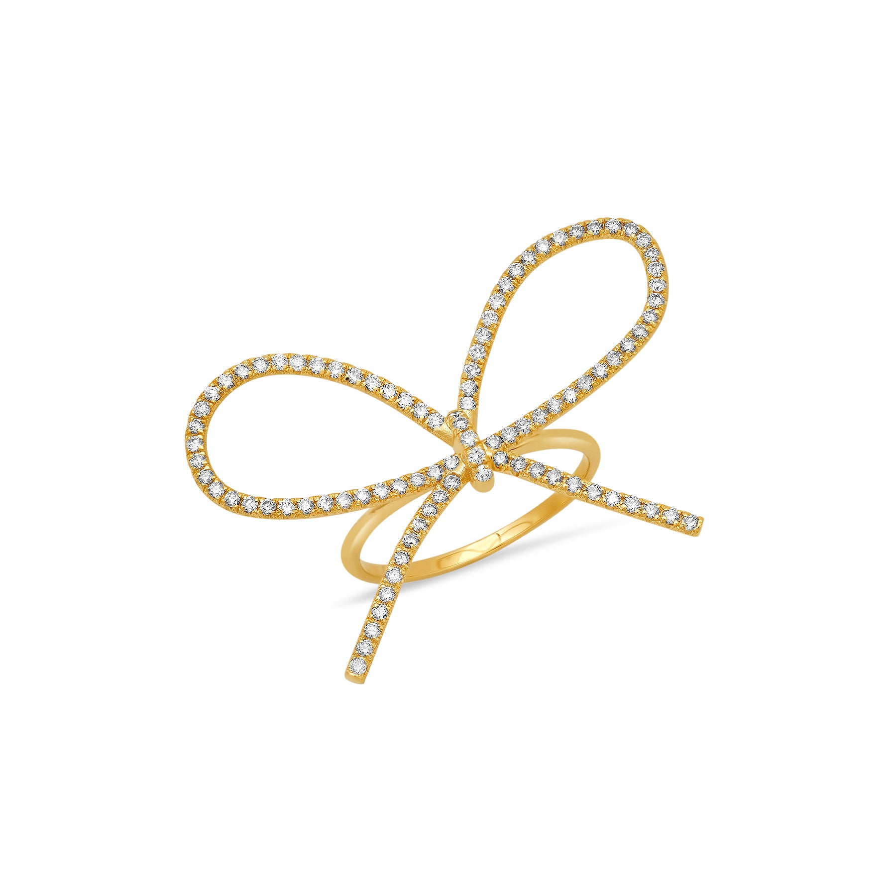 Natural Diamond Ribbon Ring with 0.80 ct Pavé Diamonds