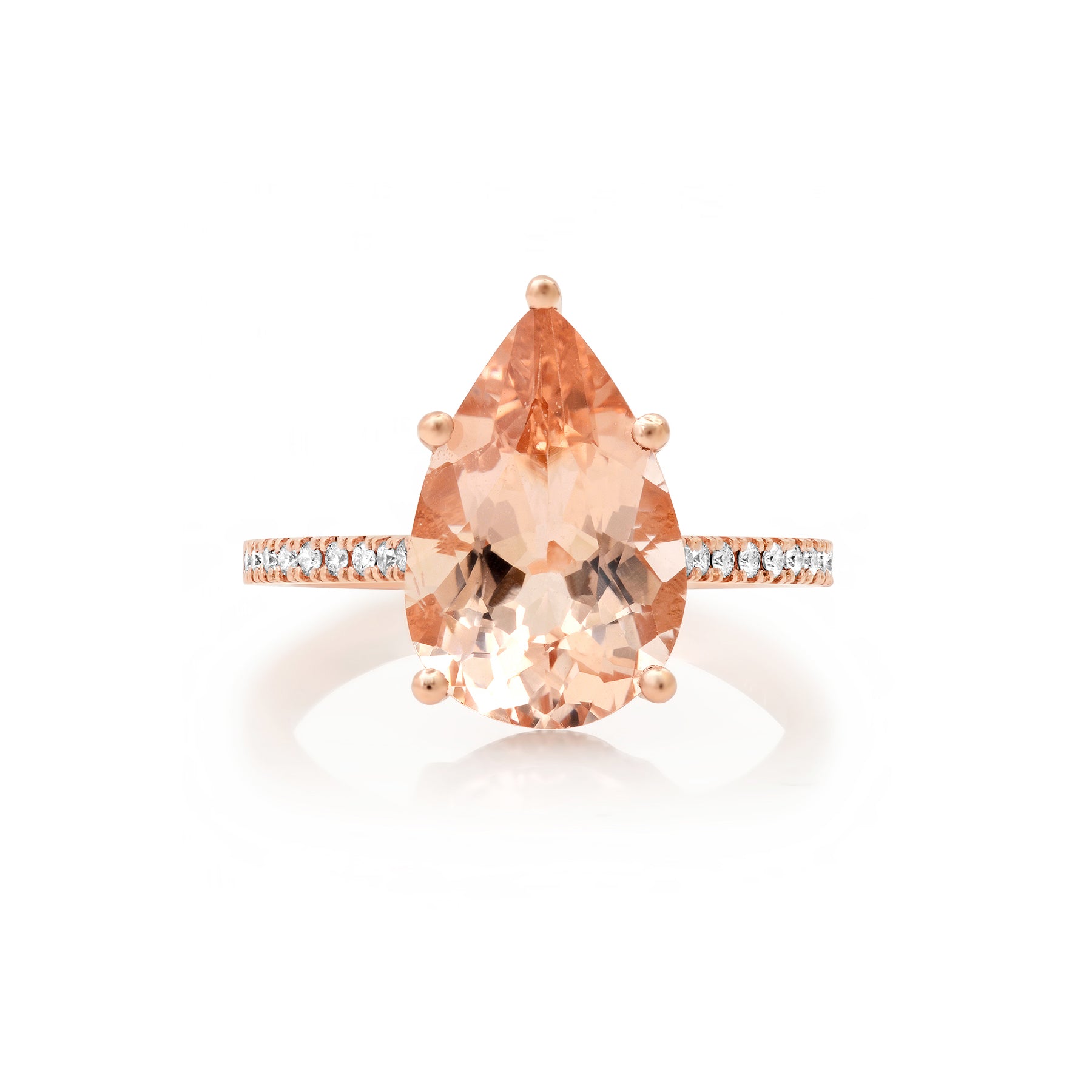 Peach Morganite Double Halo Ring in 14K gold