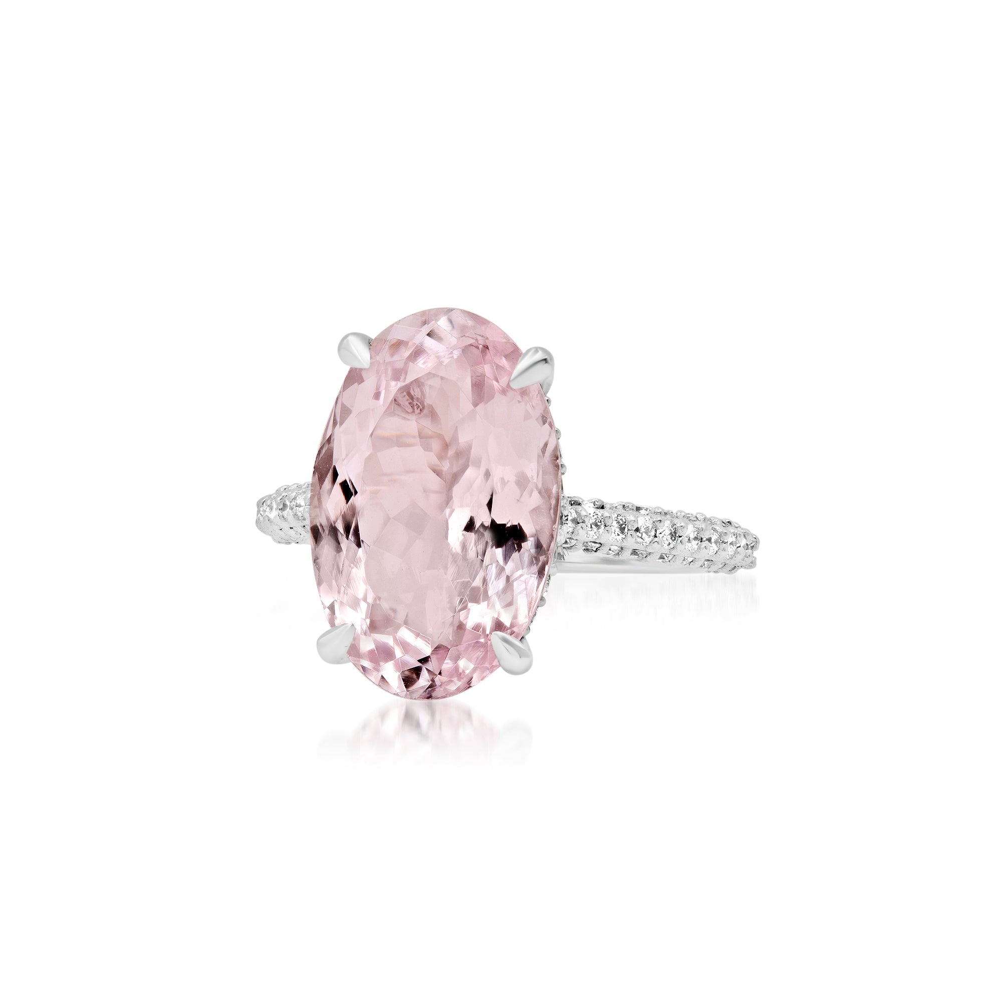 5.5ct elongated oval pink morganite in 14K white gold