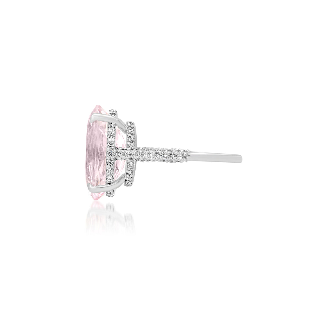 Morganite engagement ring with pavé diamond eternity band