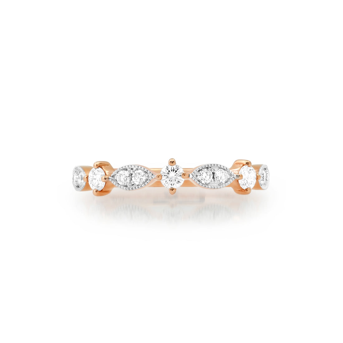 Mixed Shape Round Diamond Wedding Band 18-karat