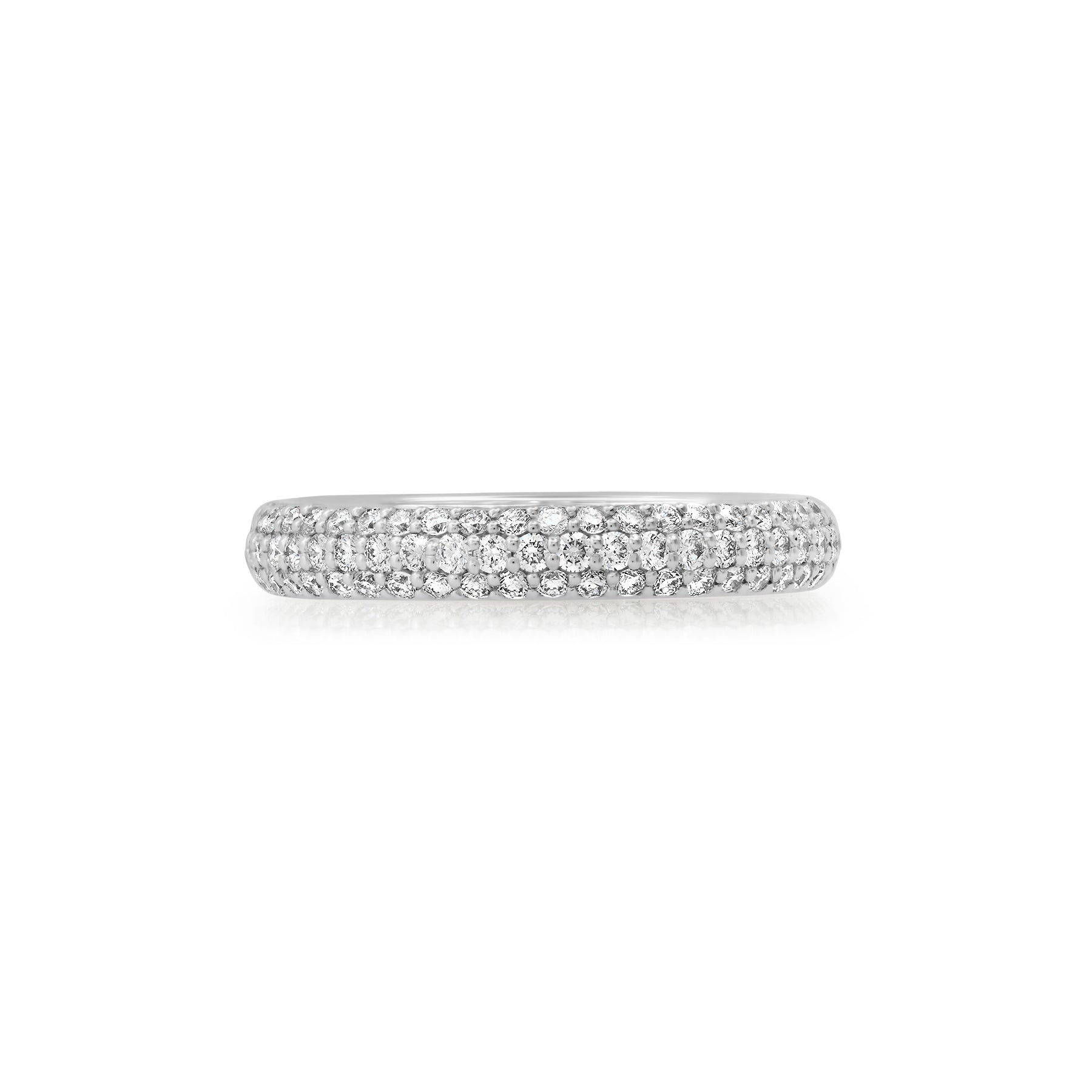 Half-way Eternity Diamond Band – 3.3mm 3-Row Micro Pave in 14K Gold