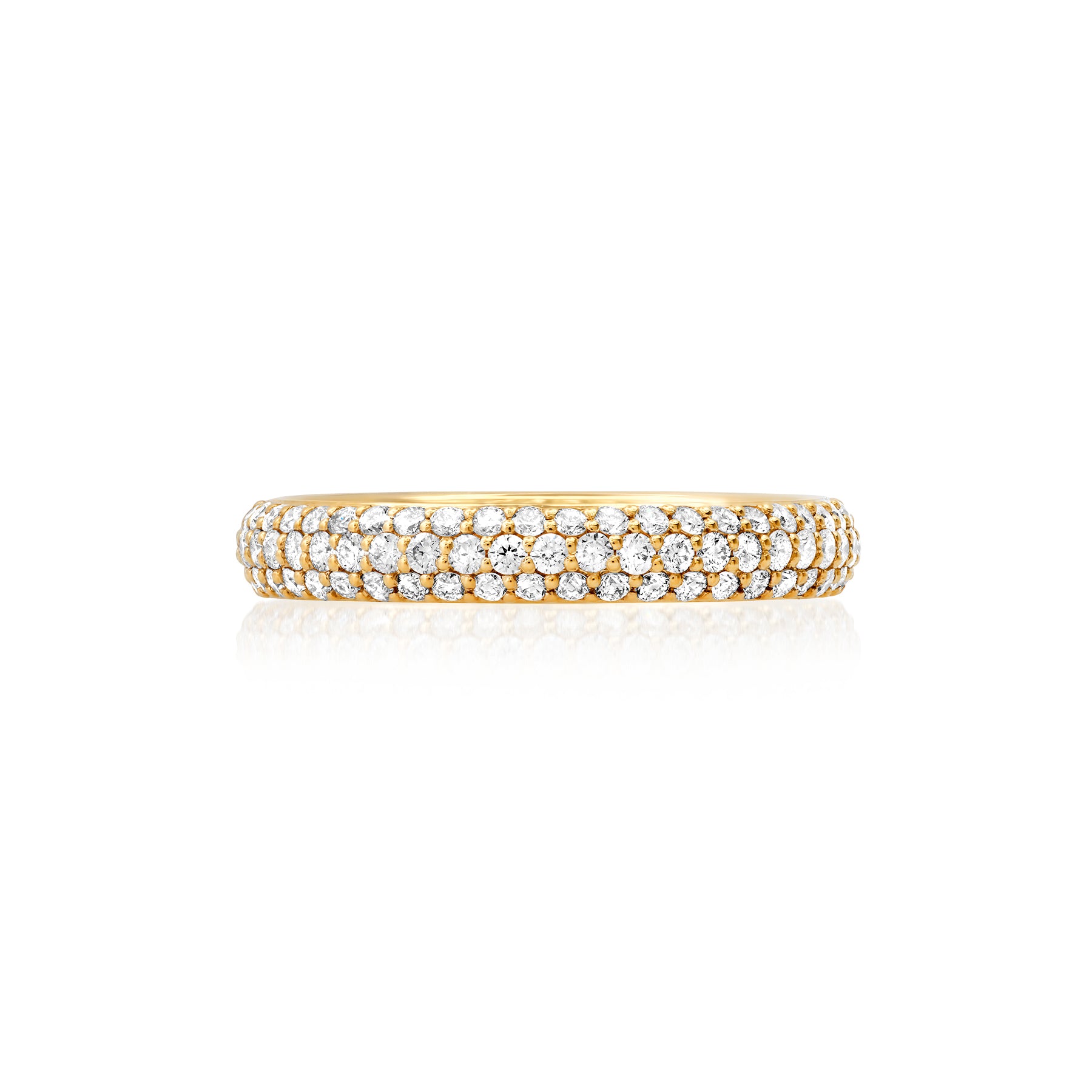 Full Eternity Diamond Band – 3.3mm 3-Row Micro Pave in 14K Gold