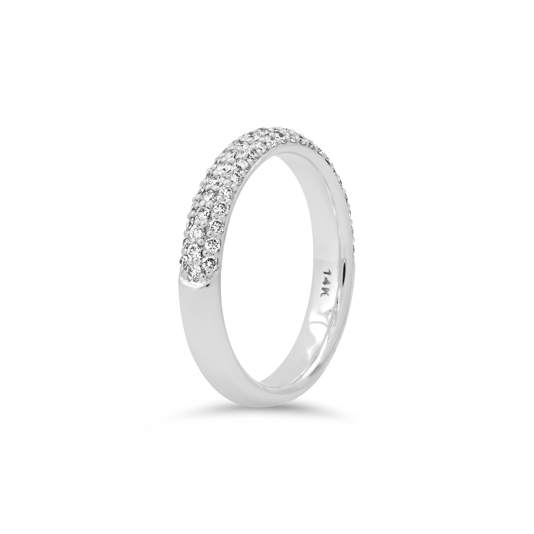 Half-way Eternity Diamond Band – 3.3mm 3-Row Micro Pave in 14K Gold