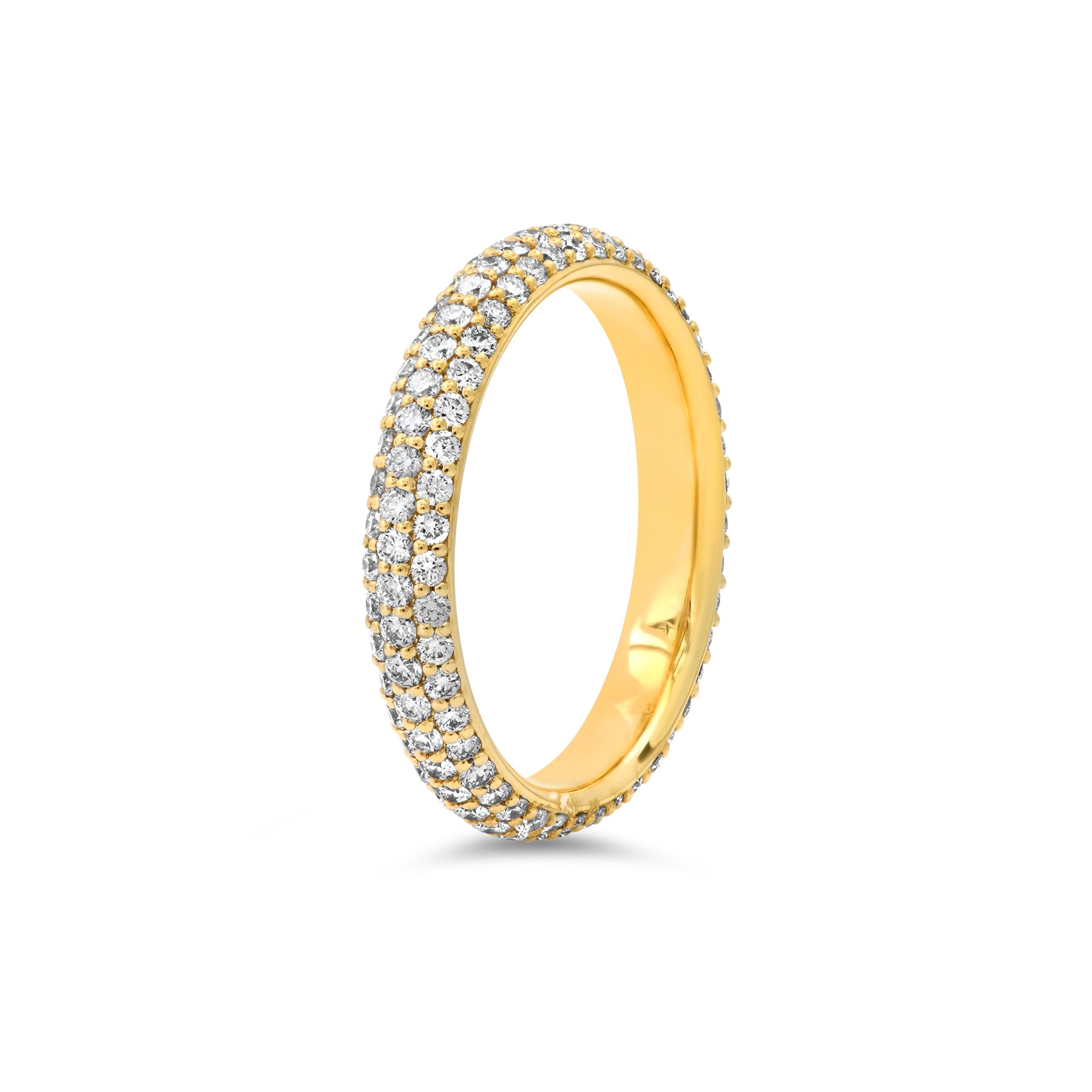Full Eternity Diamond Band – 3.3mm 3-Row Micro Pave in 14K Gold