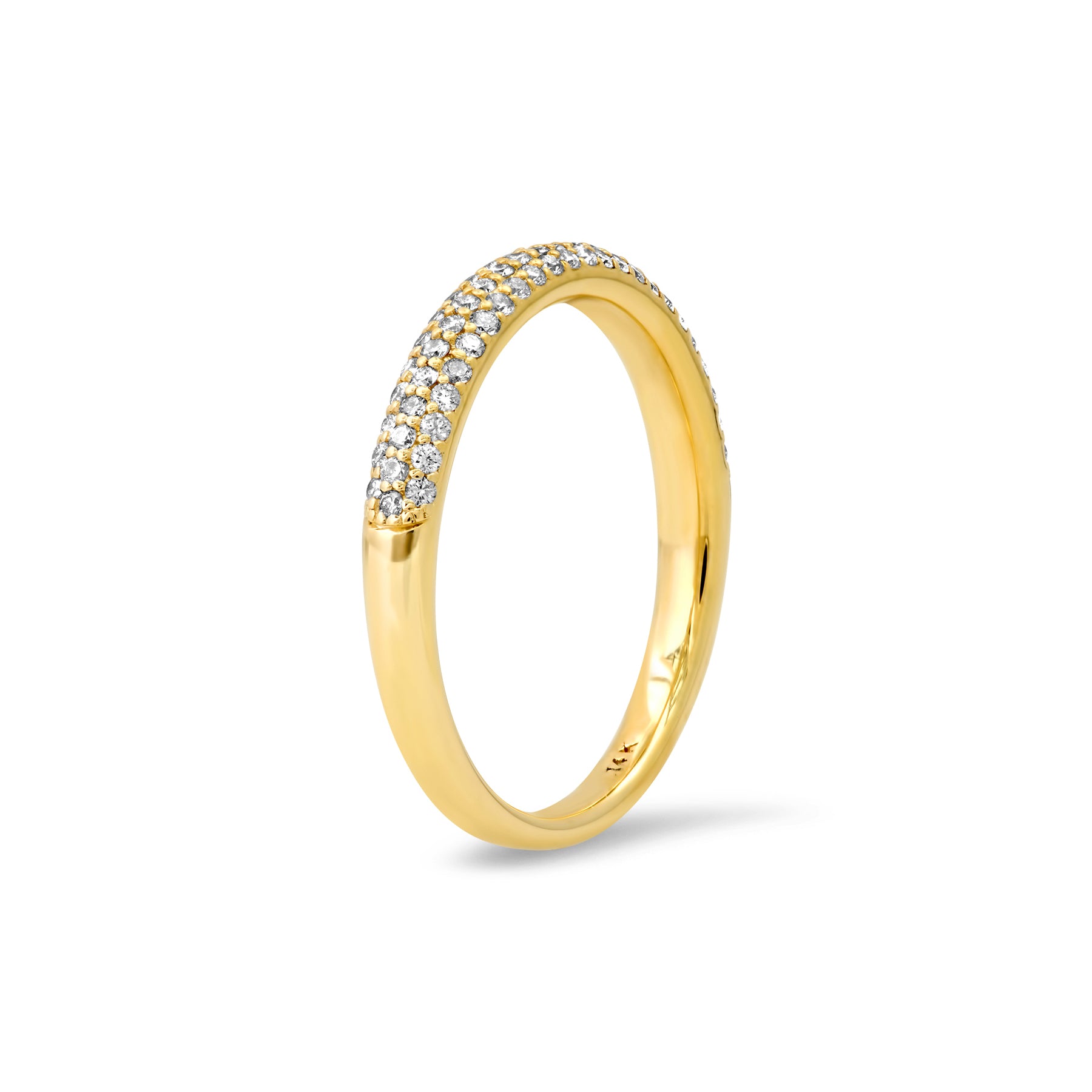 3 row diamond wedding ring in 14k gold