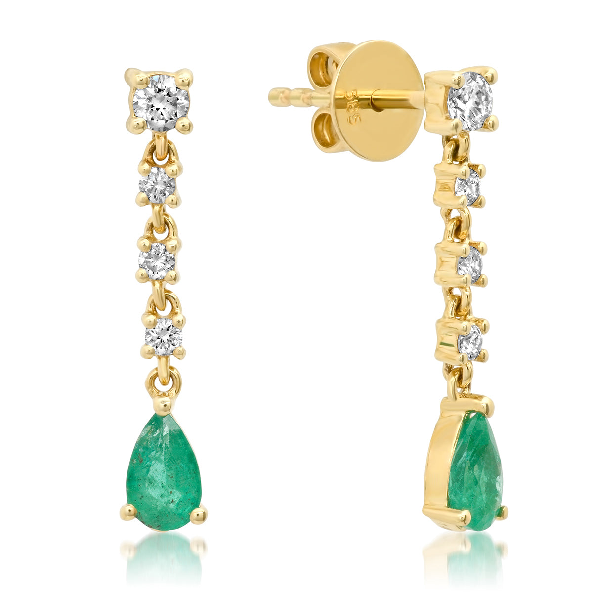 pear emerald diamond earrings handmade