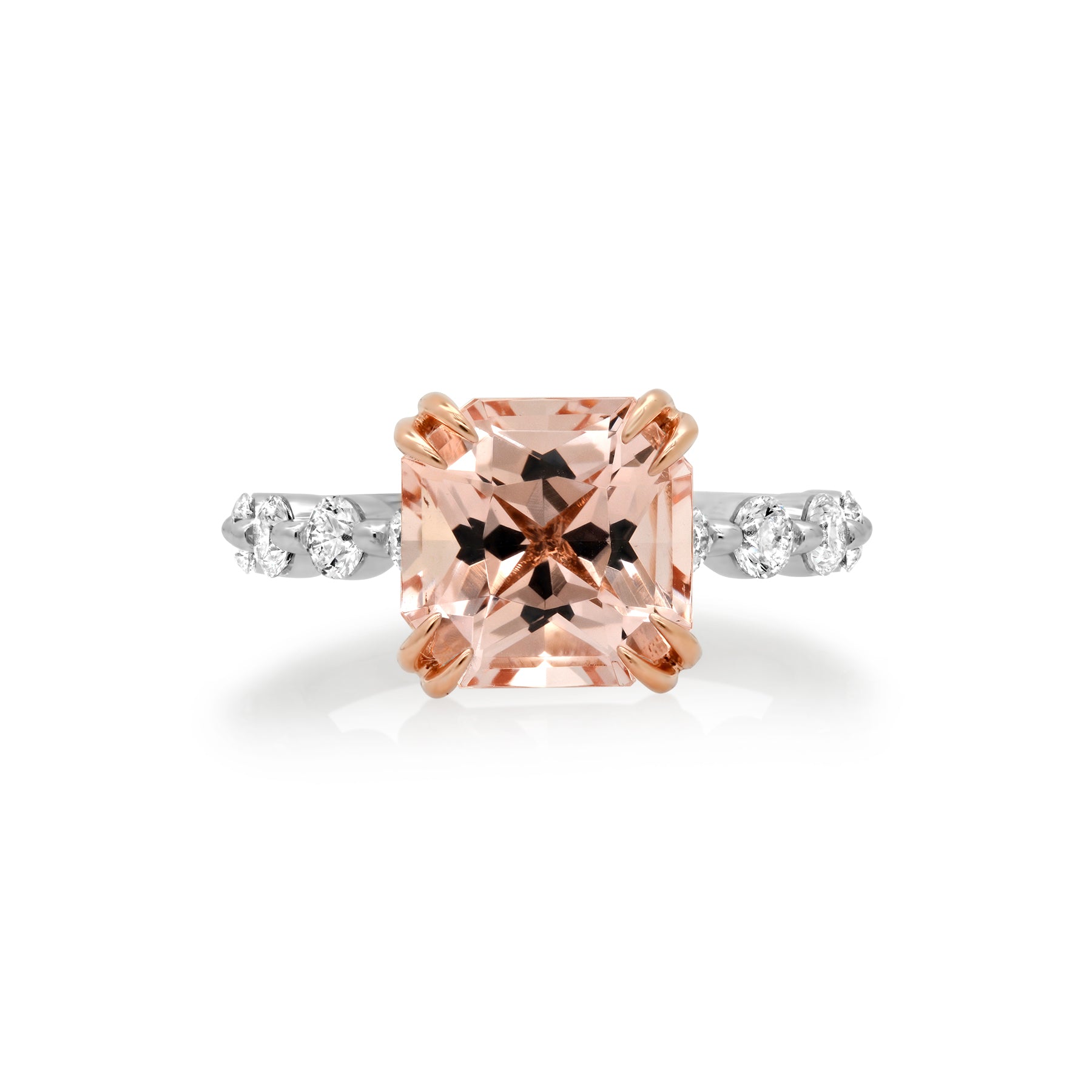 Radiant Cut Morganite Ring in 14K gold
