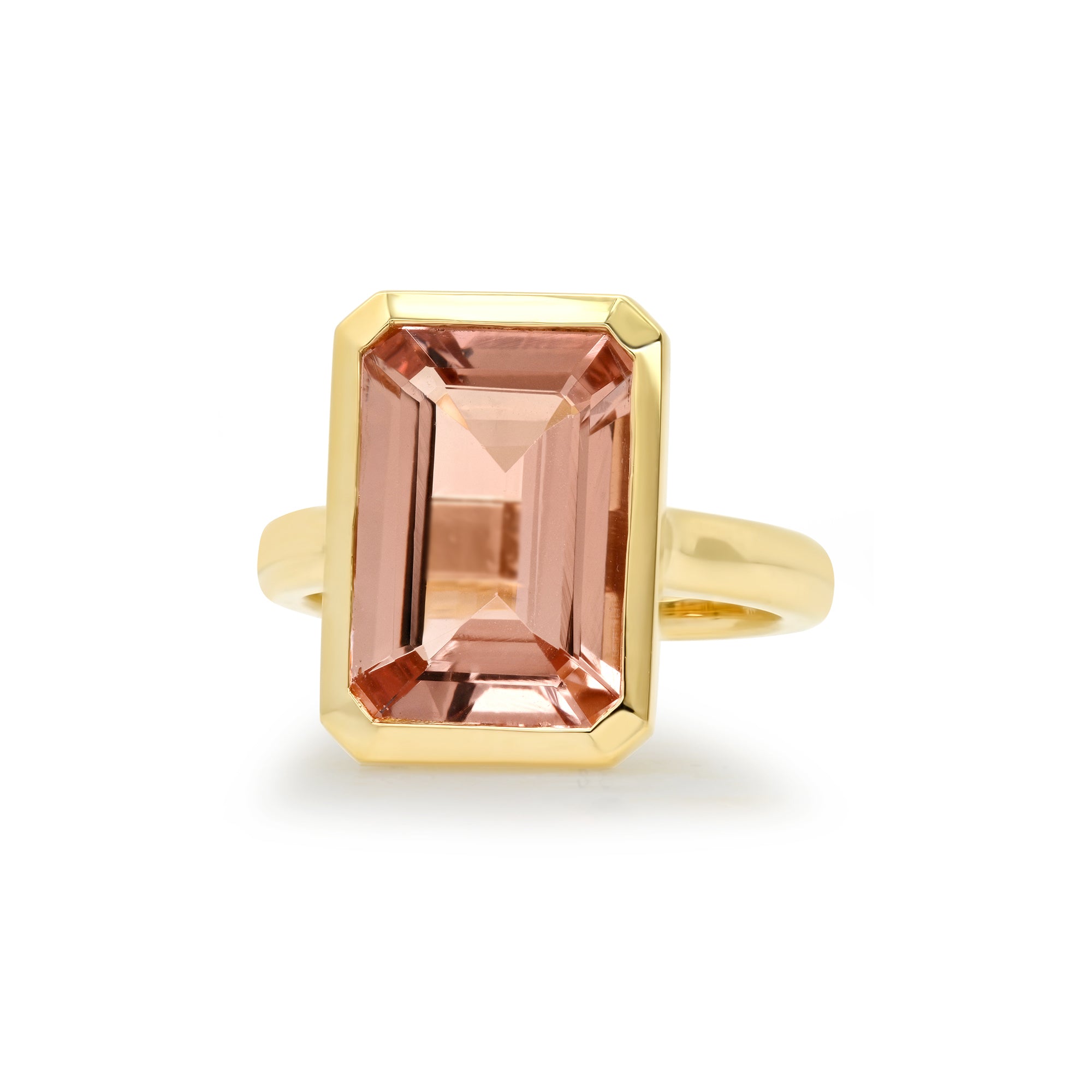 Emerald Cut Morganite Gold Bezel Setting – 5 ct