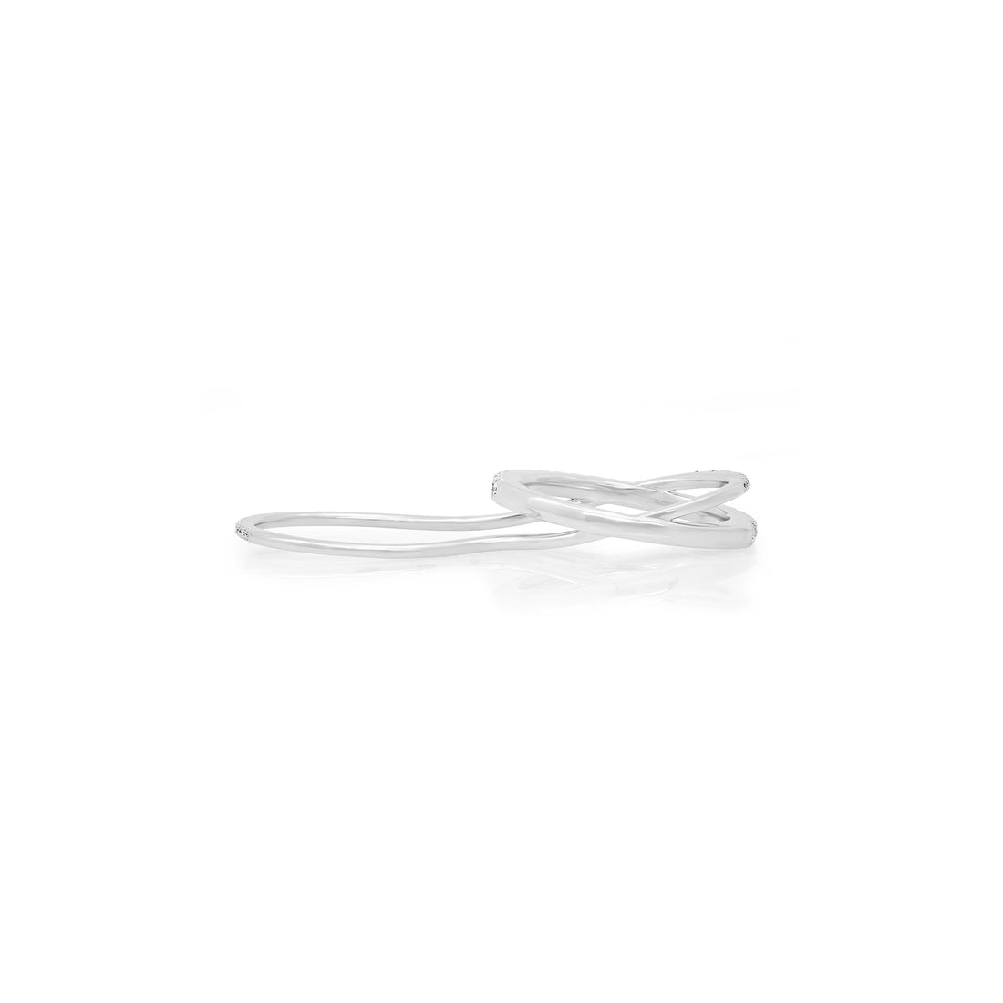 Unique Diamond Pavé Two Finger Wedding Band – Side Angle