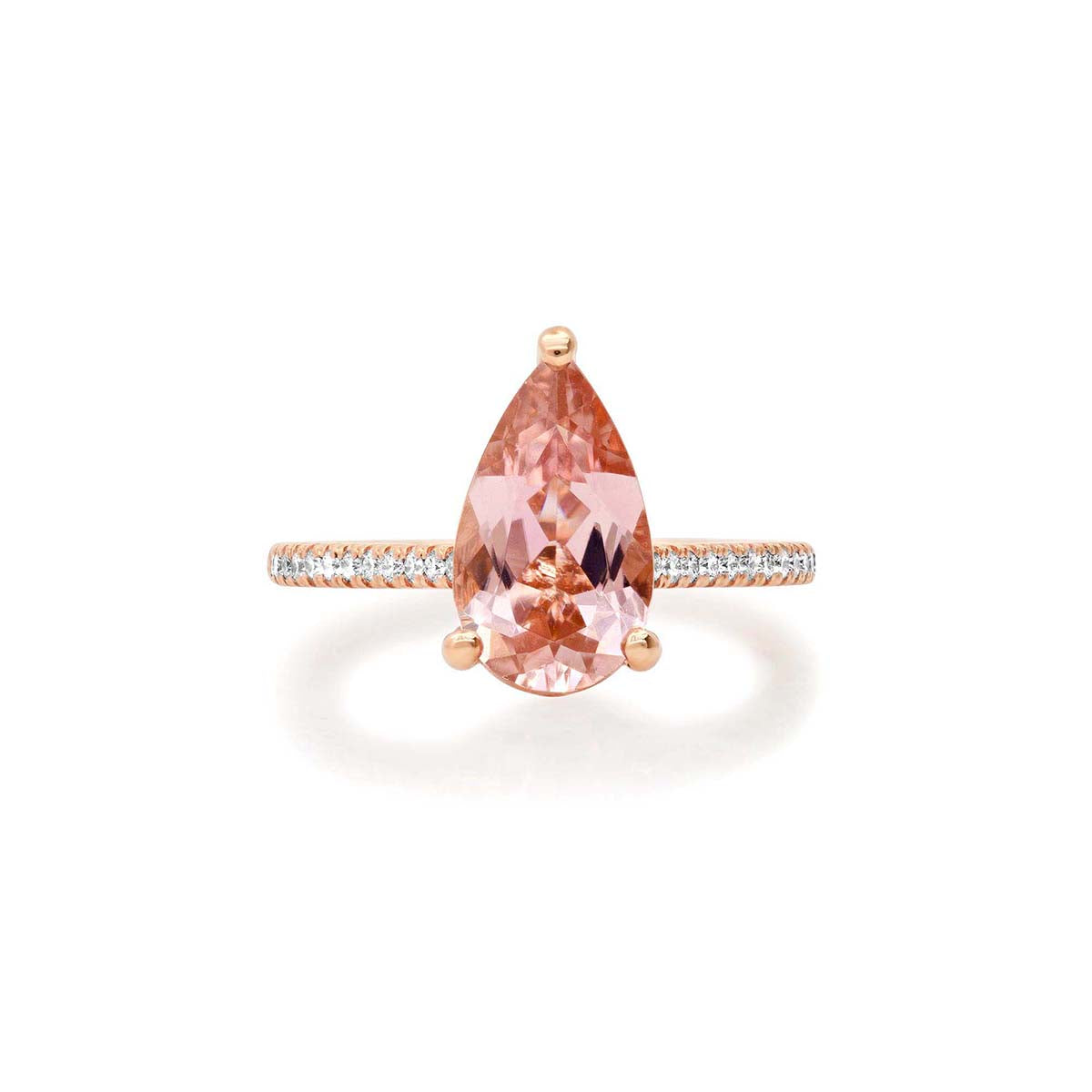 Pink Tourmaline Cathedral Ring in 14K gold