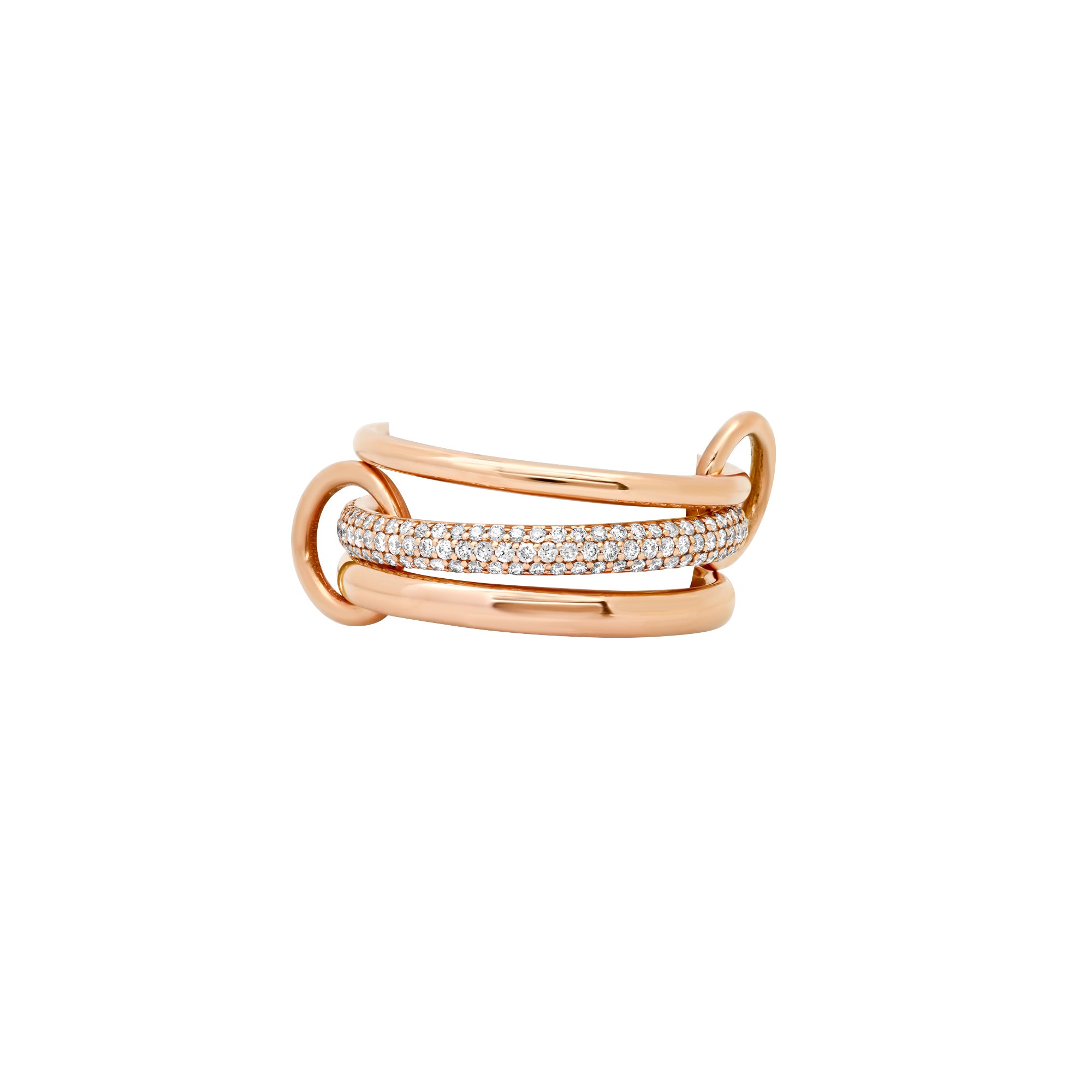 Solid Gold/ 3 Stackable Rings Connectors (small) Full Eternity / Micro Pave Diamond Band