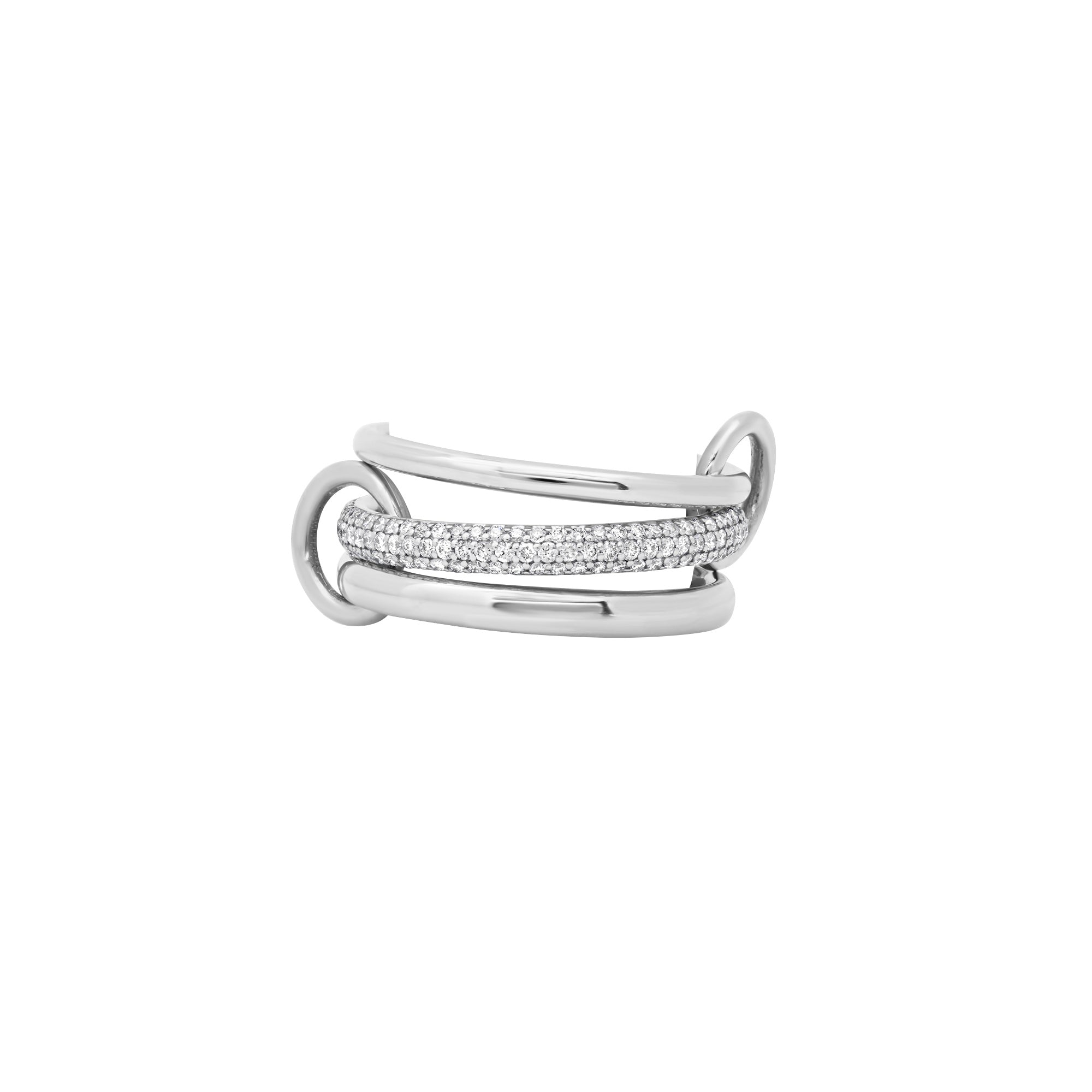 Solid Gold/ 3 Stackable Rings Connectors (small) Full Eternity / Micro Pave Diamond Band