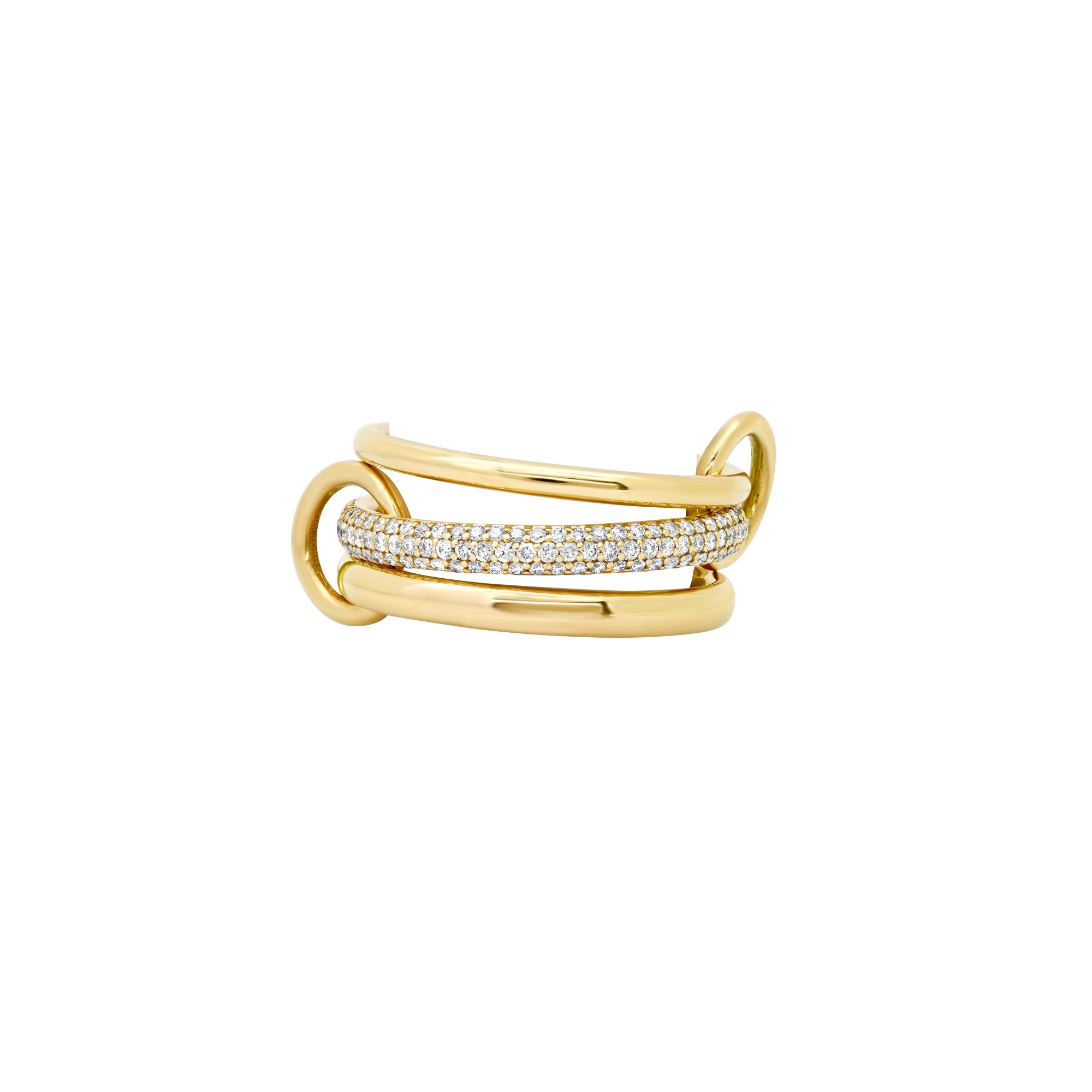 Solid Gold/ 3 Stackable Rings Connectors (small) Full Eternity / Micro Pave Diamond Band