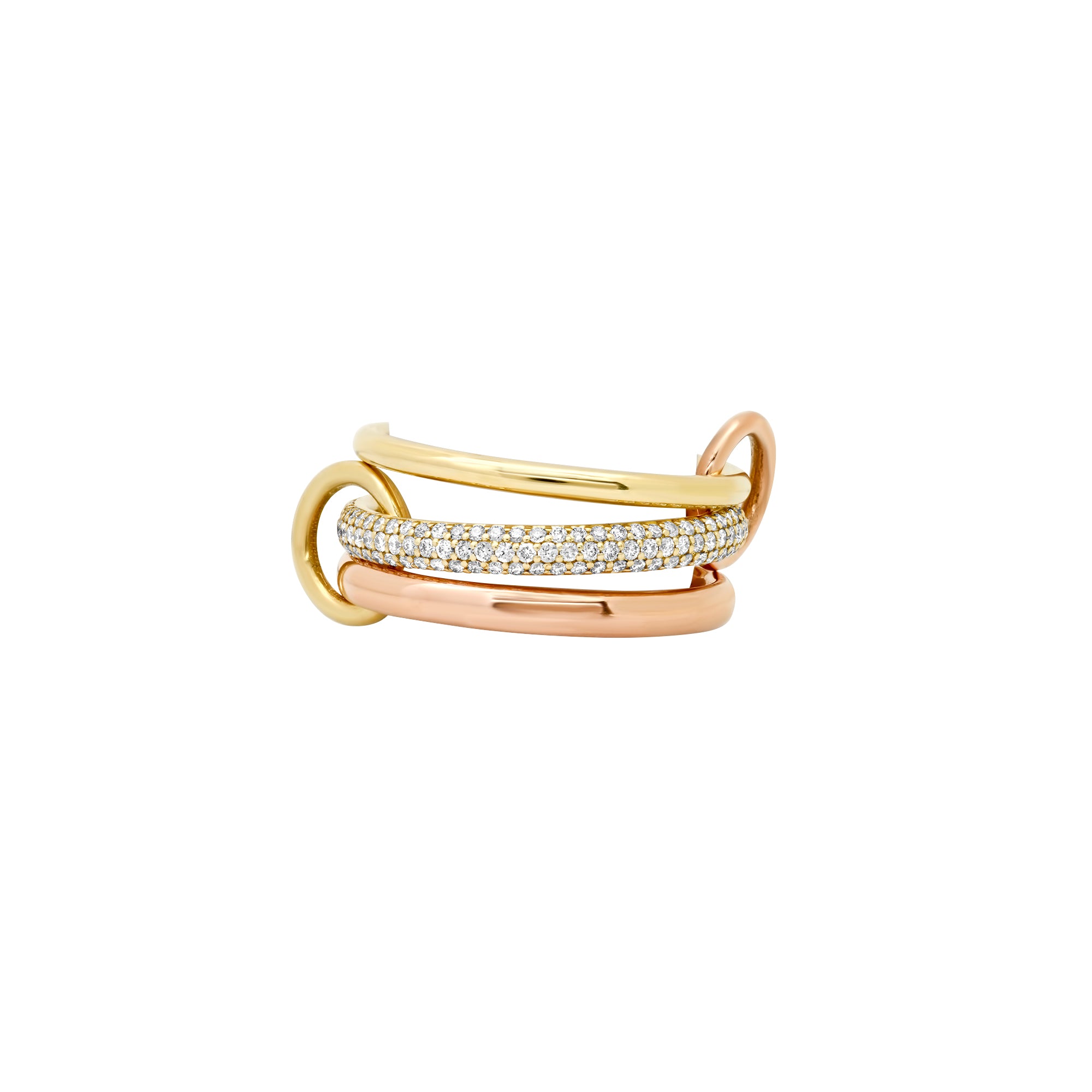 Solid Gold/ 3 Stackable Rings Connectors (small) Full Eternity / Micro Pave Diamond Band
