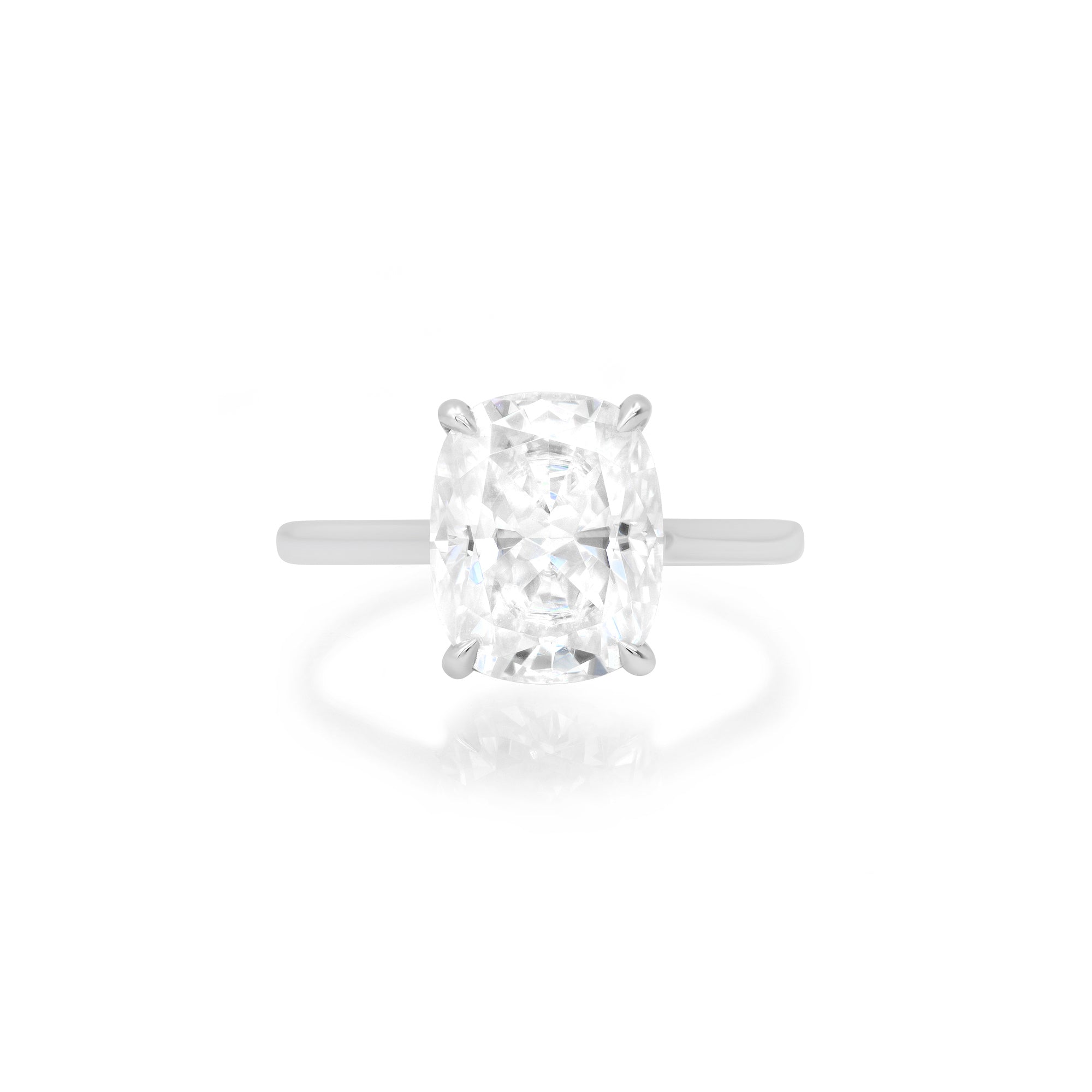 3ct cushion cut moissanite solitaire ring in 18K gold